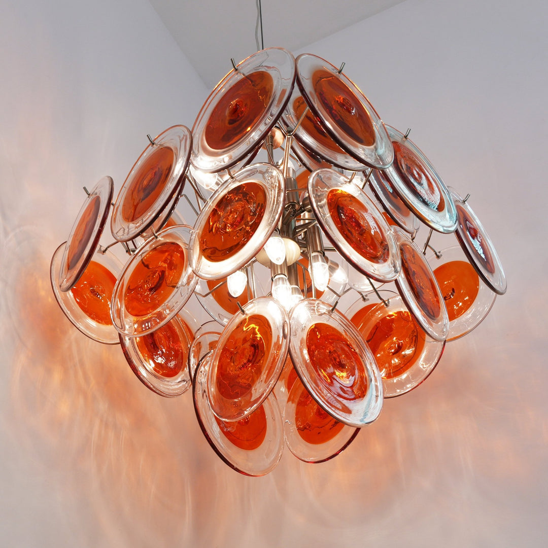 Serena Transparent Murano Disc Chandelier - Large
