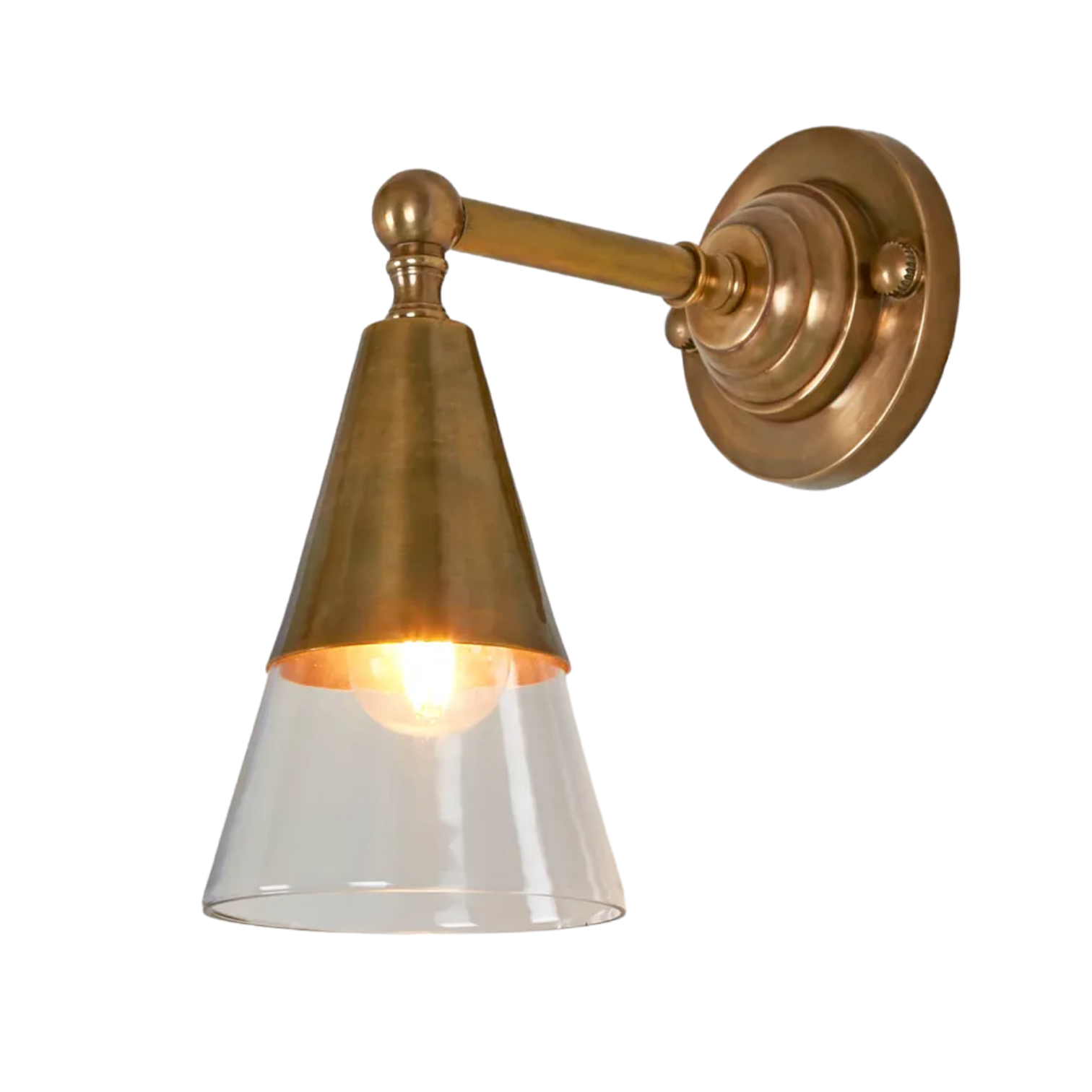 Otto Wall Light With Glass Shade Antique Brass