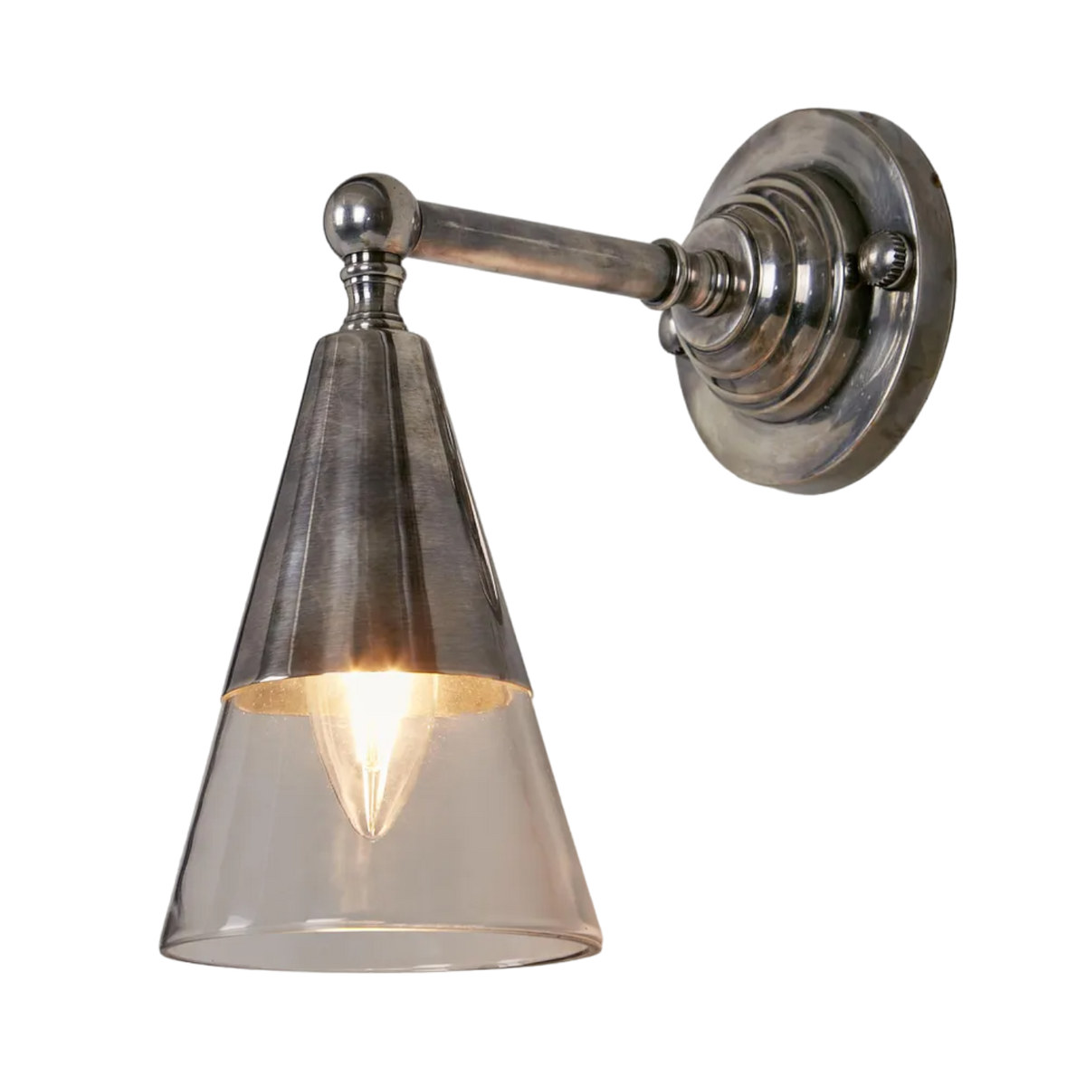 Otto Wall Light With Glass Shade Antique Silver