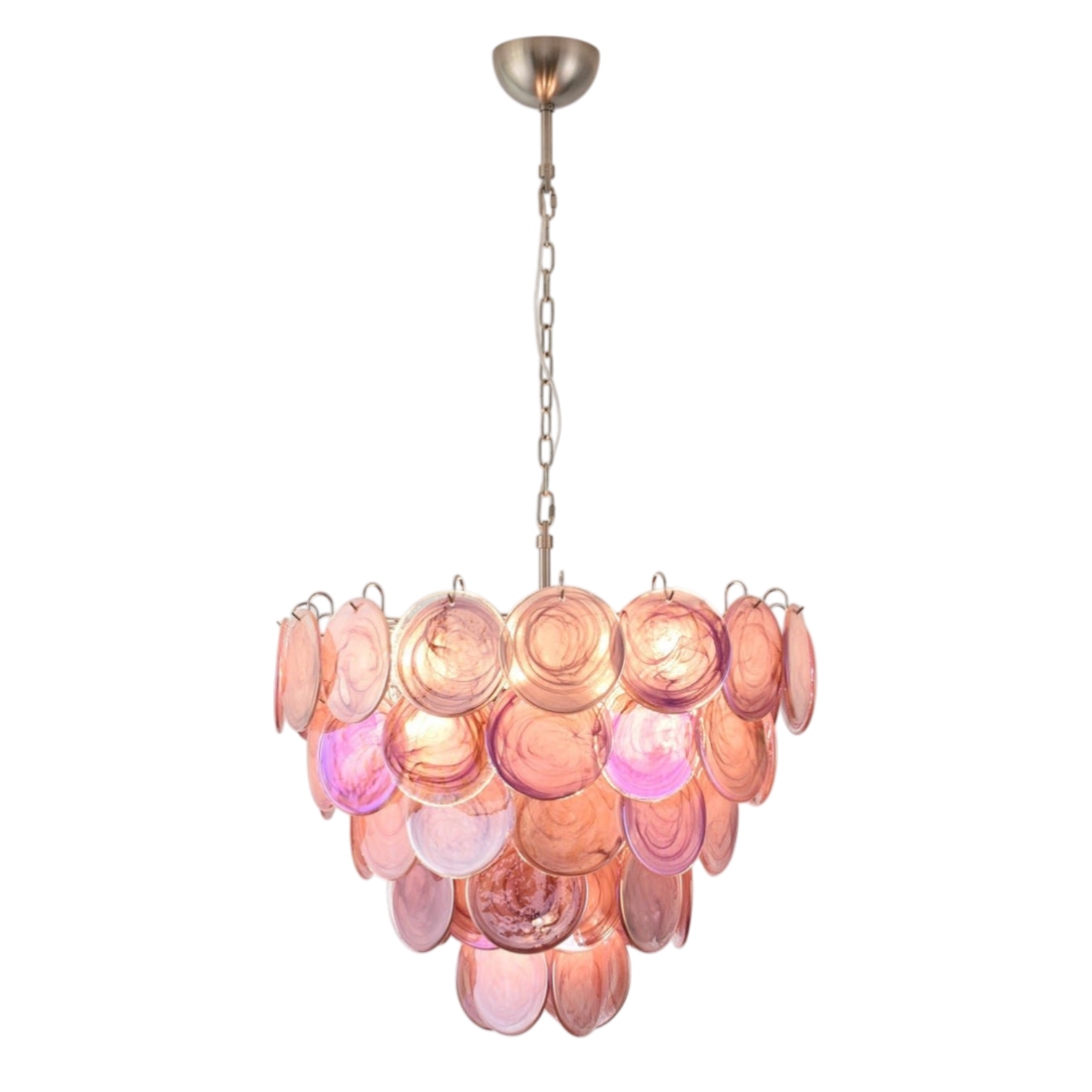 Ginetta Pink Murano Disc Chandelier
