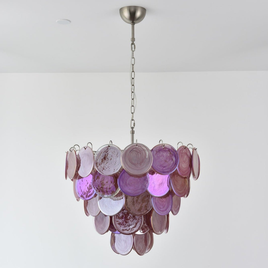Ginetta Pink Murano Disc Chandelier