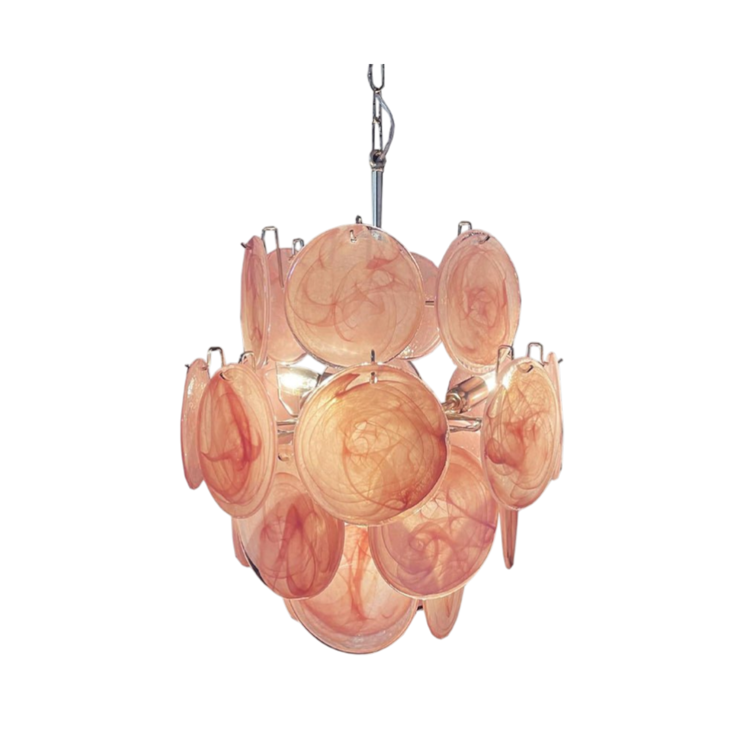 Rici	Pink Murano Disc Glass Chandelier