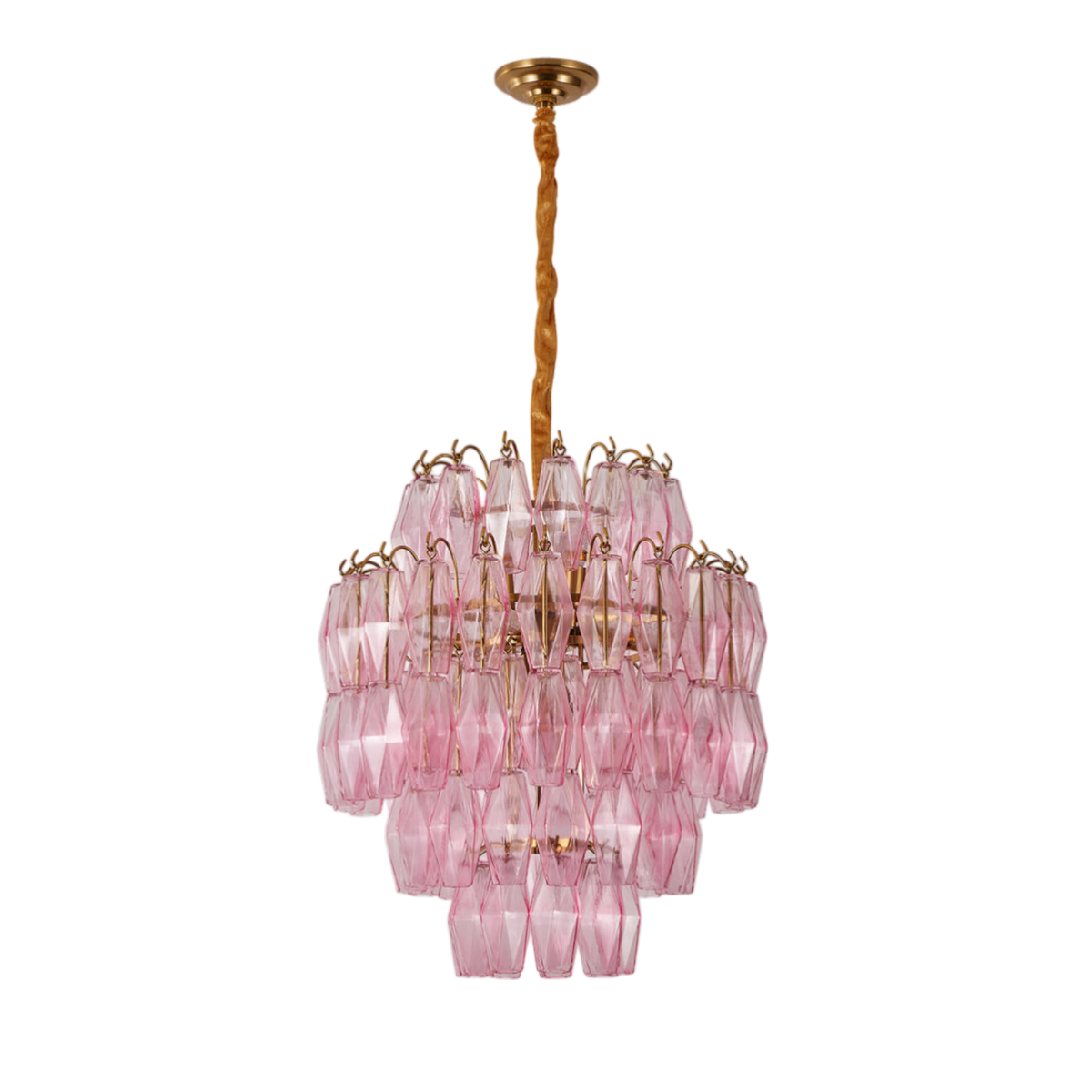 Mazzi Pink Murano Glass Prism Chandelier