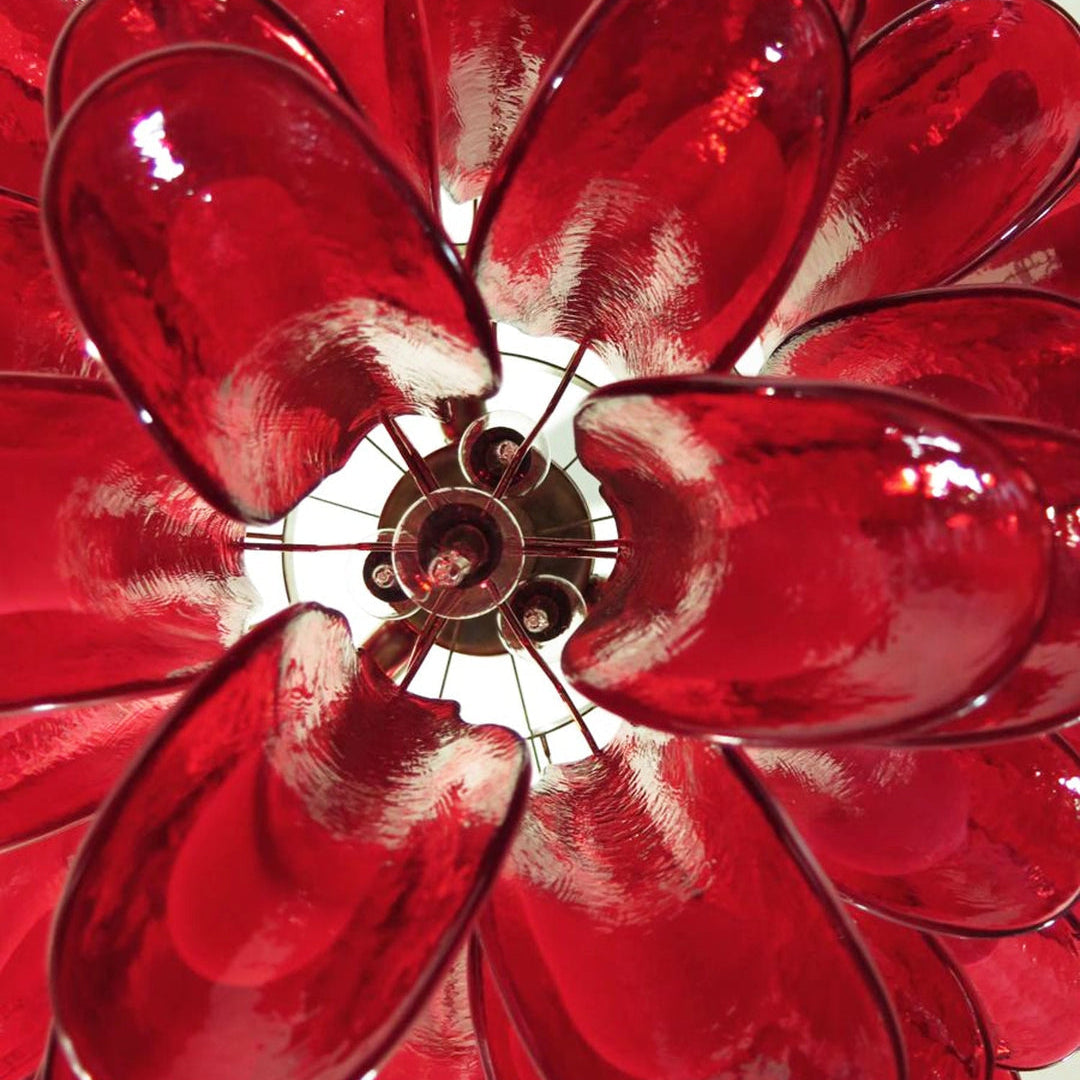 Donatella Red Glass Murano Petals Chandelier