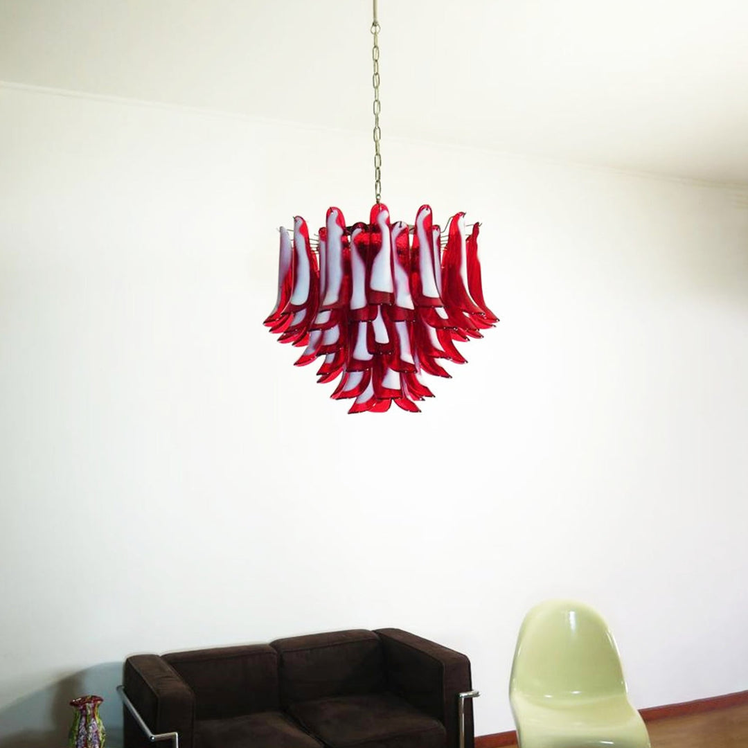 Donatella Red Glass Murano Petals Chandelier
