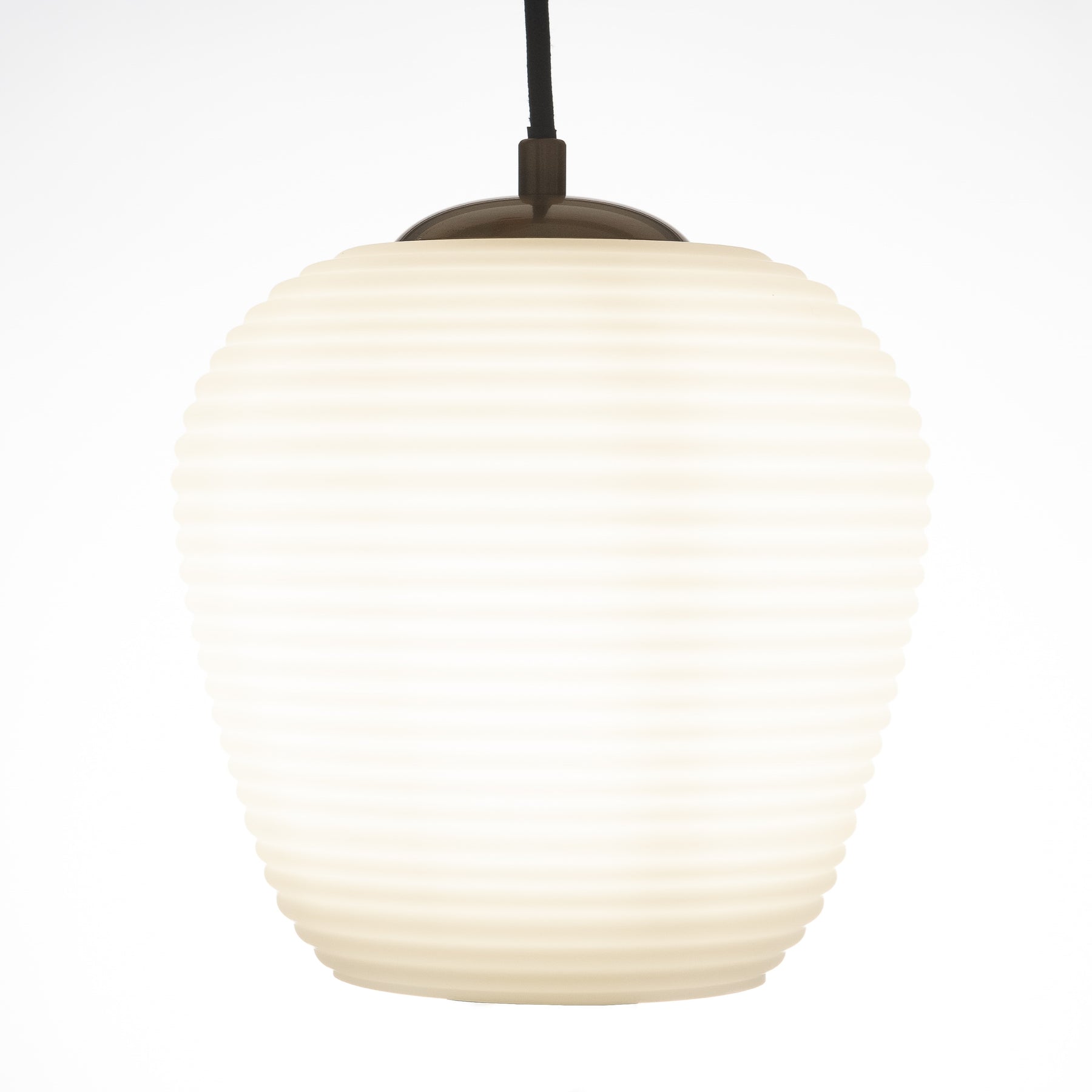 Rippe Rippled Pendant in Matte-White Opal Glass