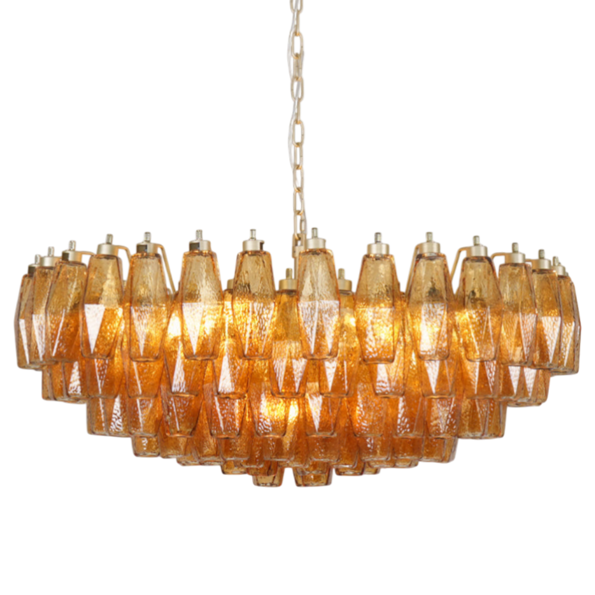 Roma Murano Rhombus Amber Glass Chandelier