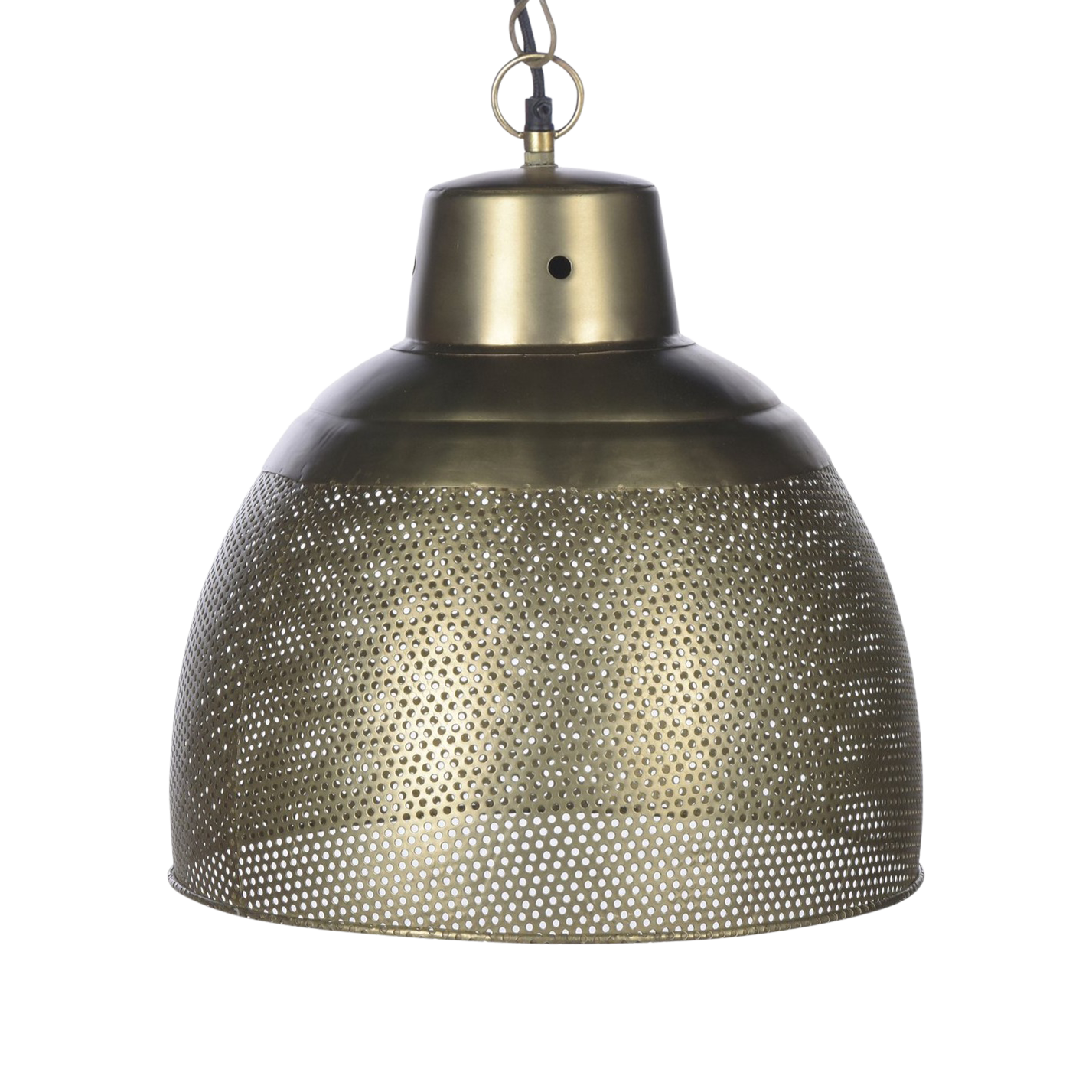 Keira Perforated Iron Dome Pendant Lamp in Brass