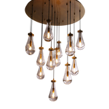 SMITH&SMITH May Teardrop Clear Glass Shade with Brass Statement Chandelier