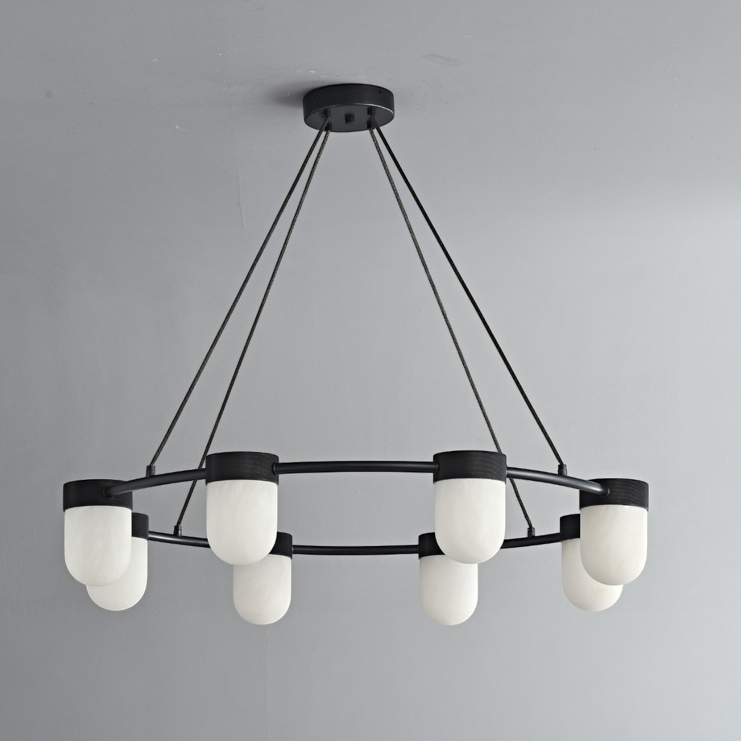 Clementine Round Alabaster Suspension Chandelier
