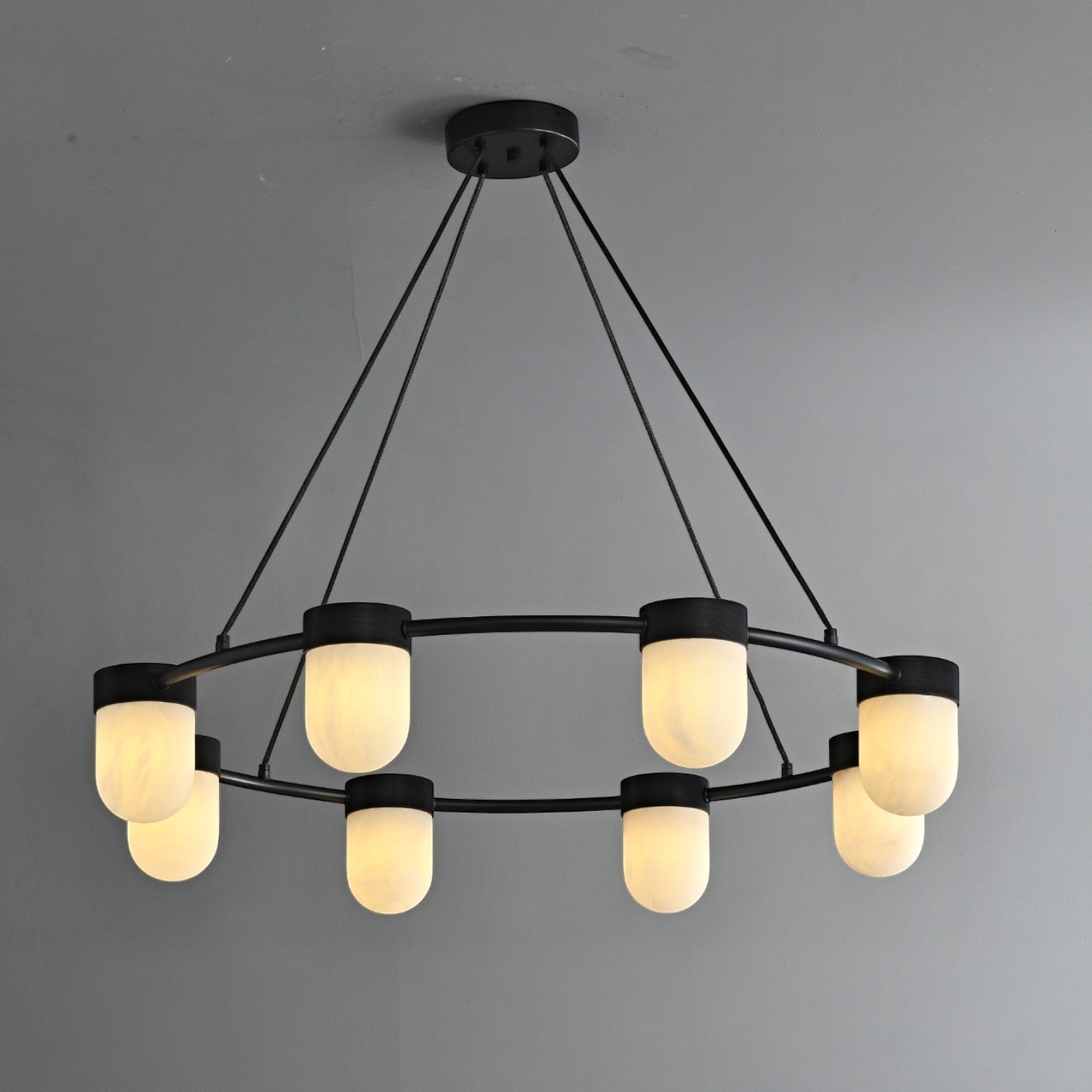 Clementine Round Alabaster Suspension Chandelier