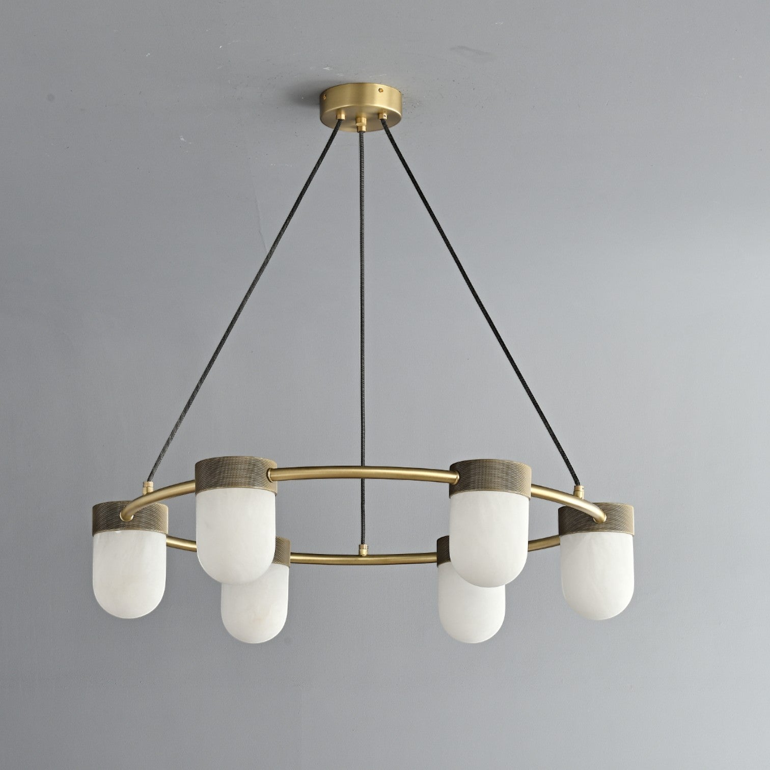Clementine Round Alabaster Suspension Chandelier