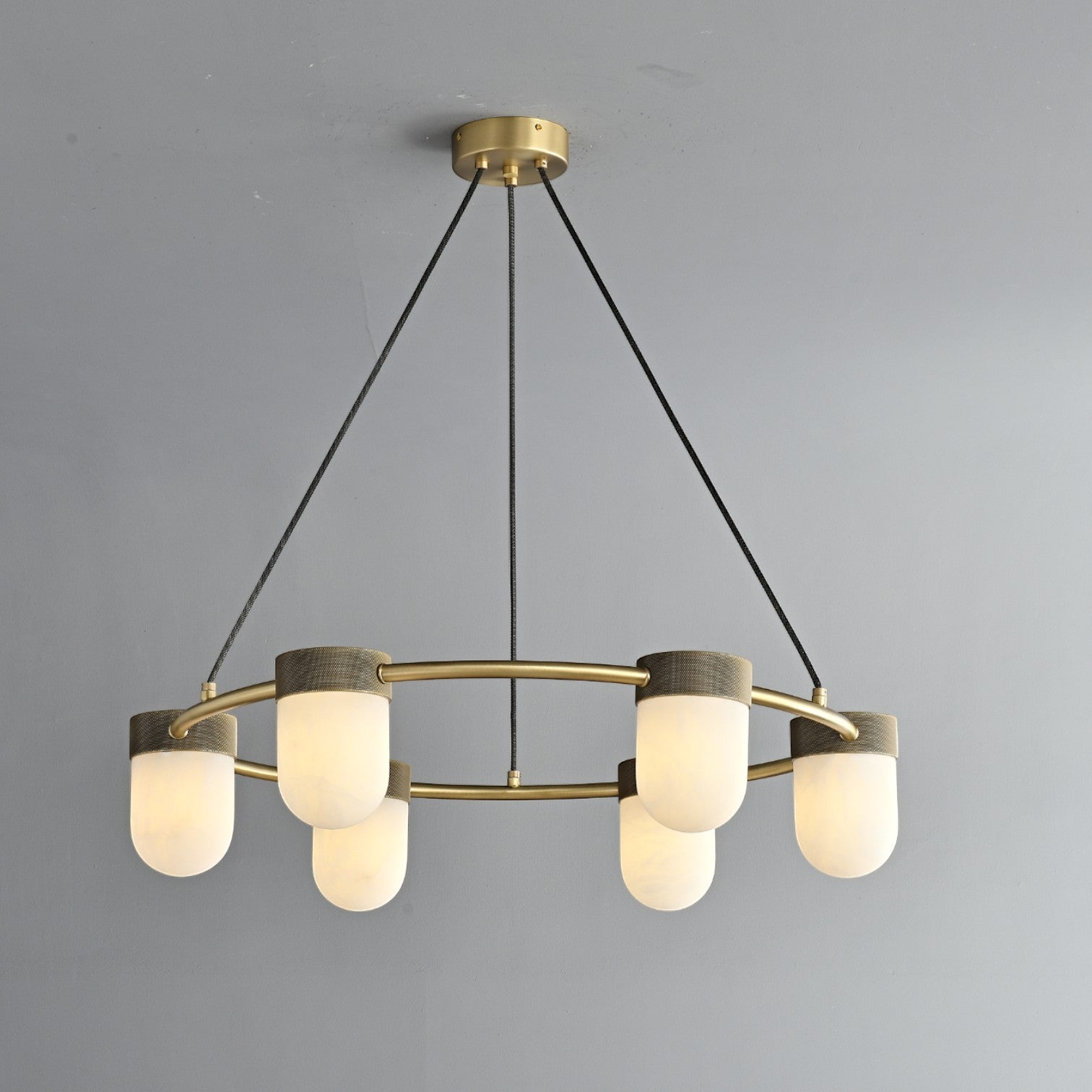 Clementine Round Alabaster Suspension Chandelier