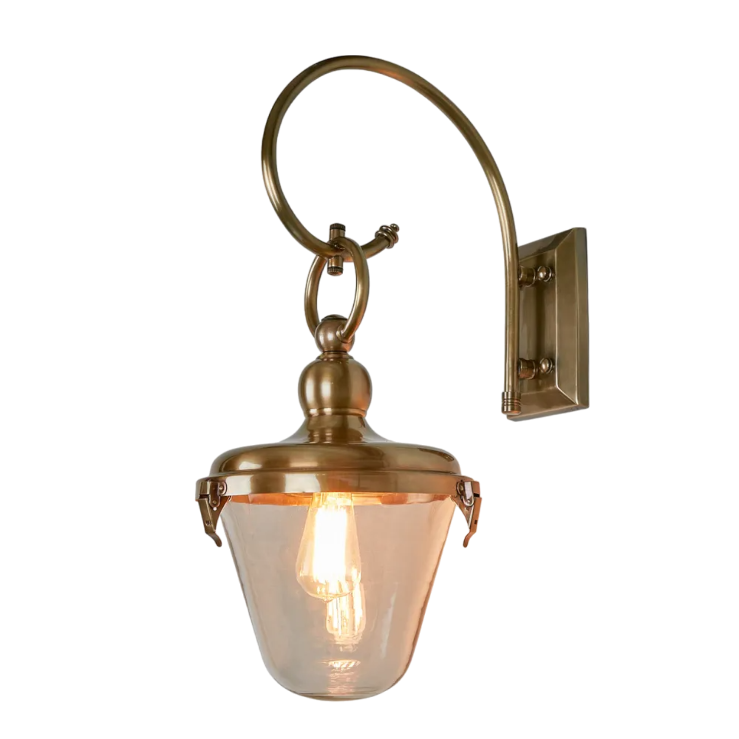 Savoy Outdoor Wall Light with Glass Shade Antique Brass
