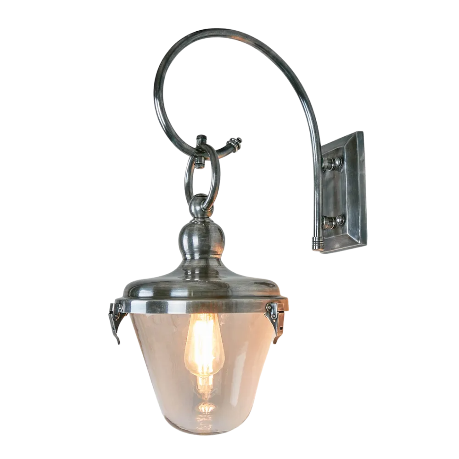Savoy Outdoor Wall Light with Glass Shade Antique Silver