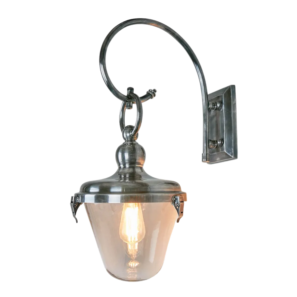 Savoy Outdoor Wall Light with Glass Shade Antique Silver (SKU ELPIM57829AS)