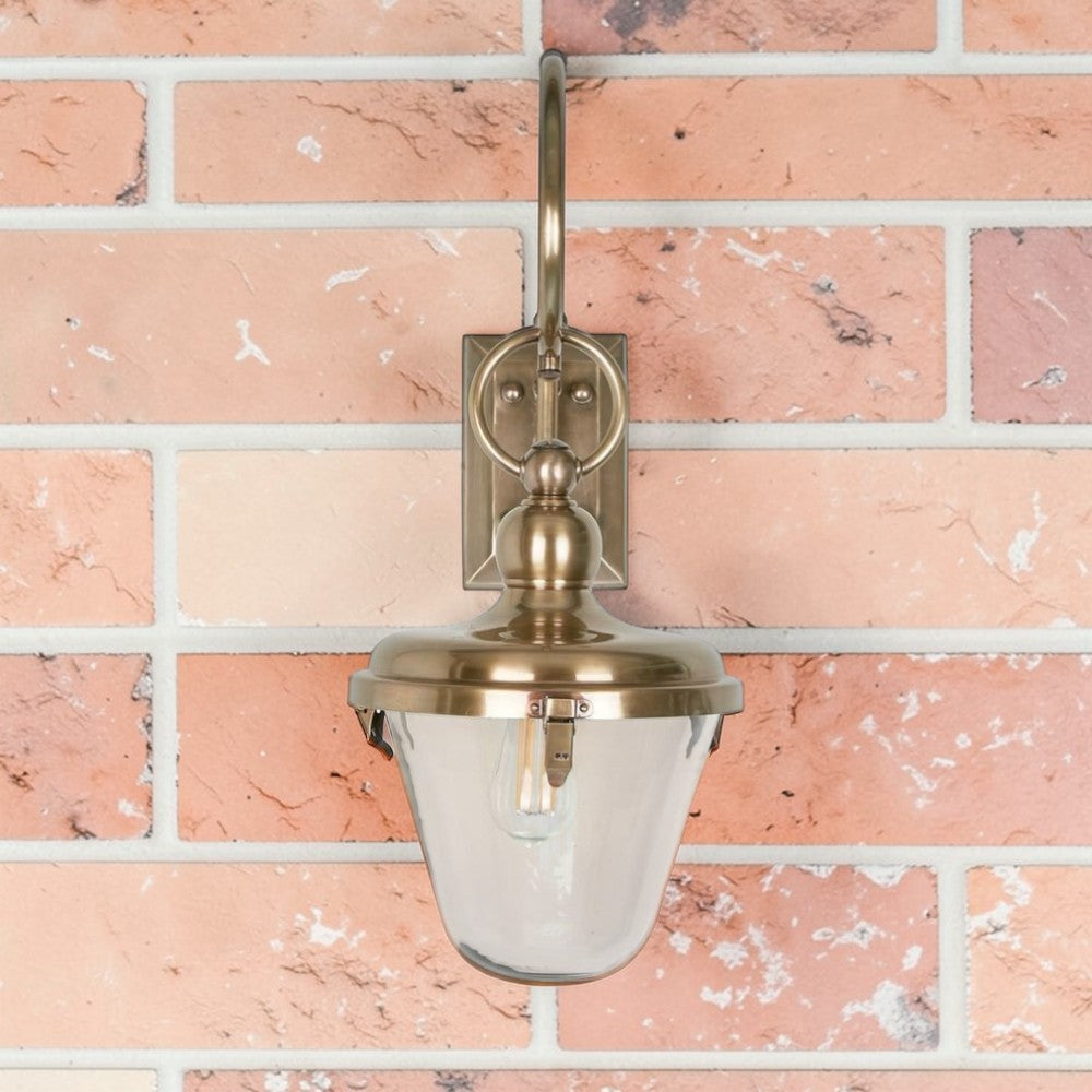 Savoy Outdoor Wall Light with Glass Shade Antique Brass