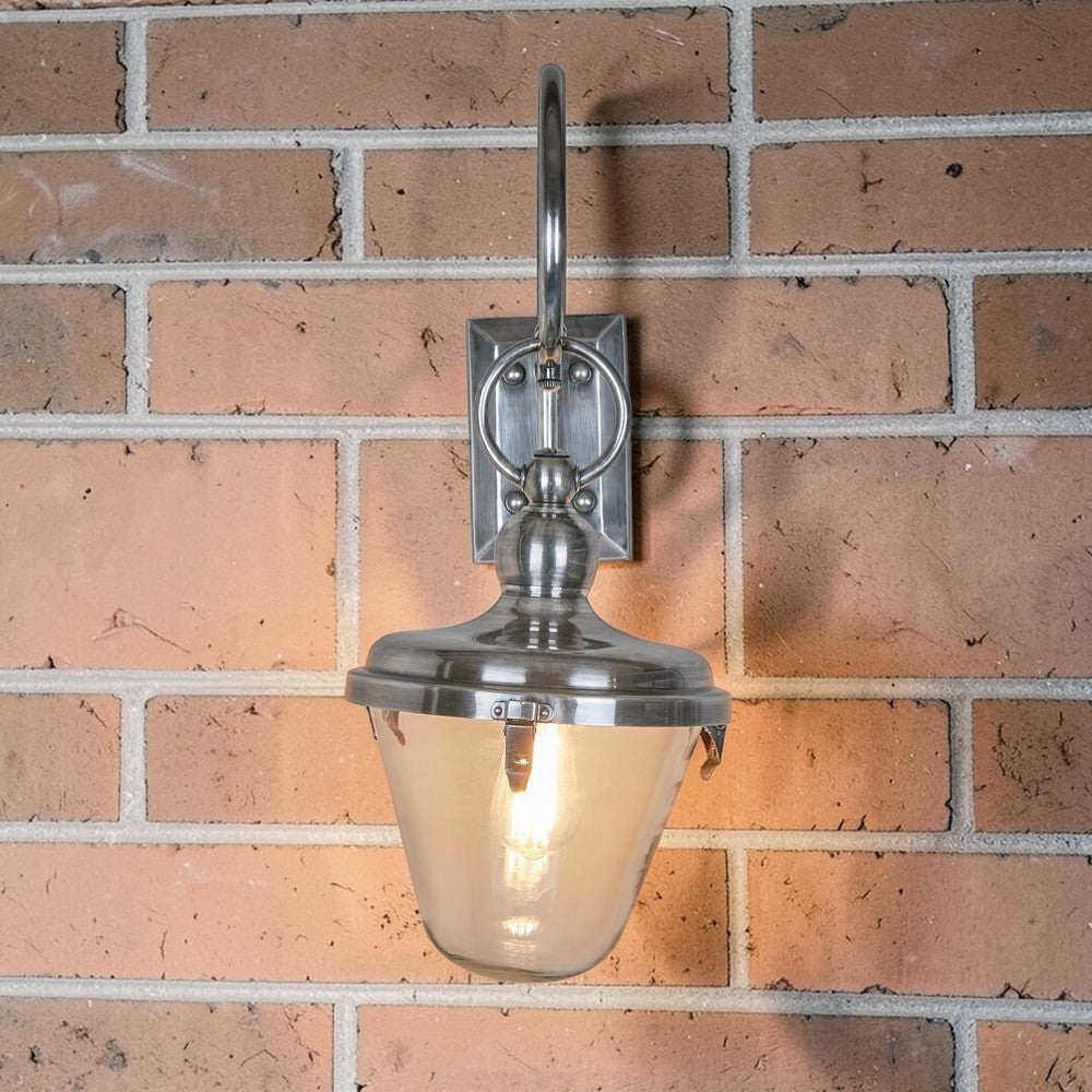 Savoy Outdoor Wall Light with Glass Shade Antique Silver