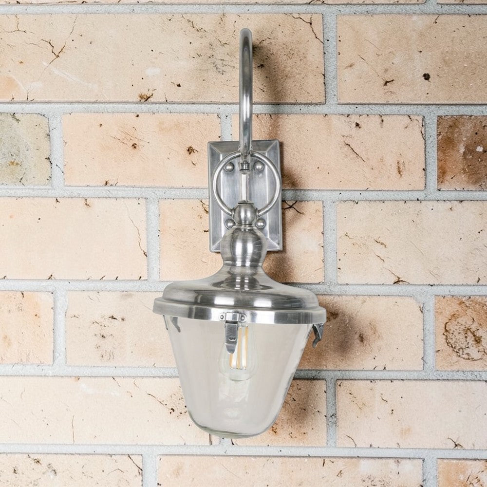 Savoy Outdoor Wall Light with Glass Shade Antique Silver