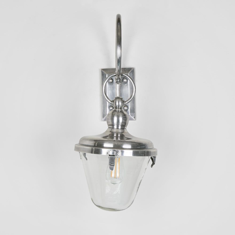 Savoy Outdoor Wall Light with Glass Shade Antique Silver