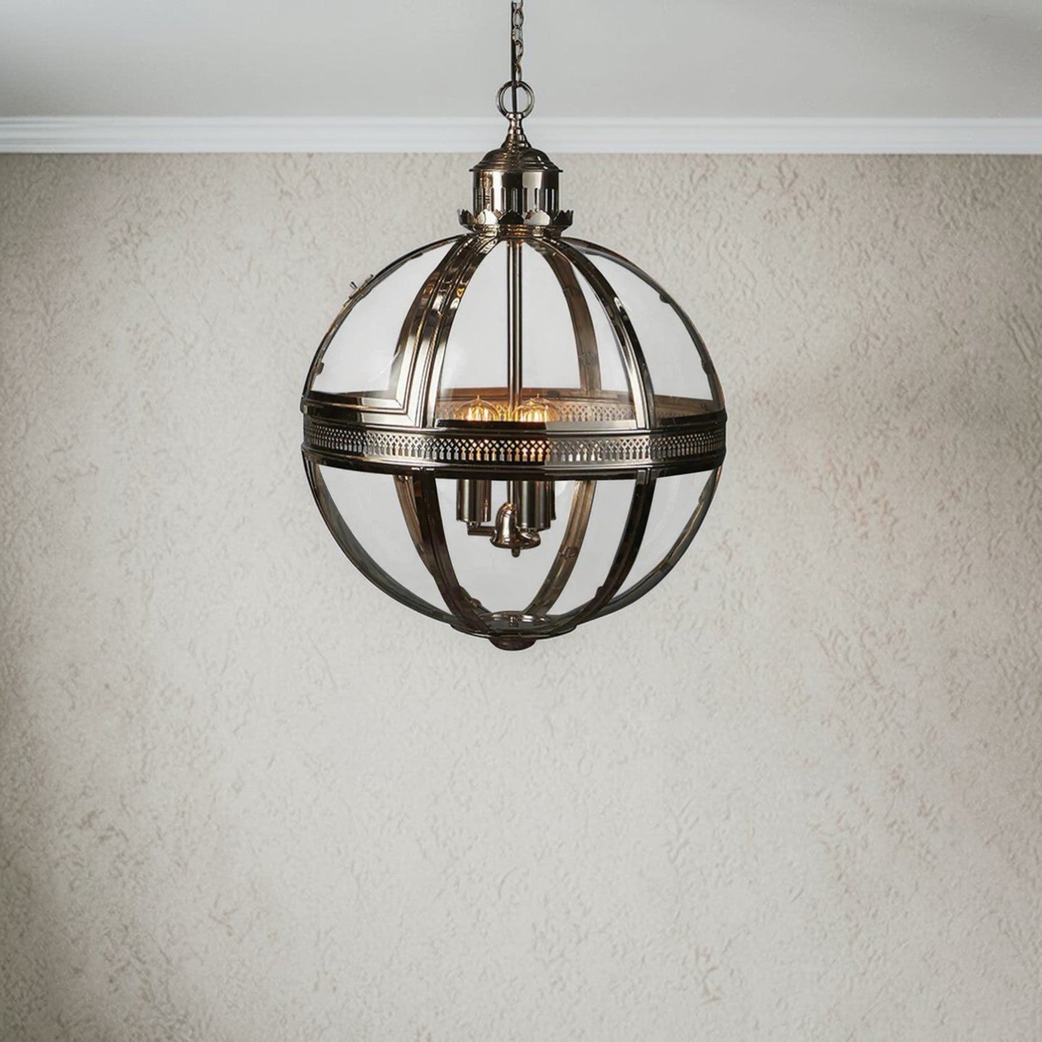 Saxon Ceiling Pendant Large Shiny Nickel ELCITWRT18LAS