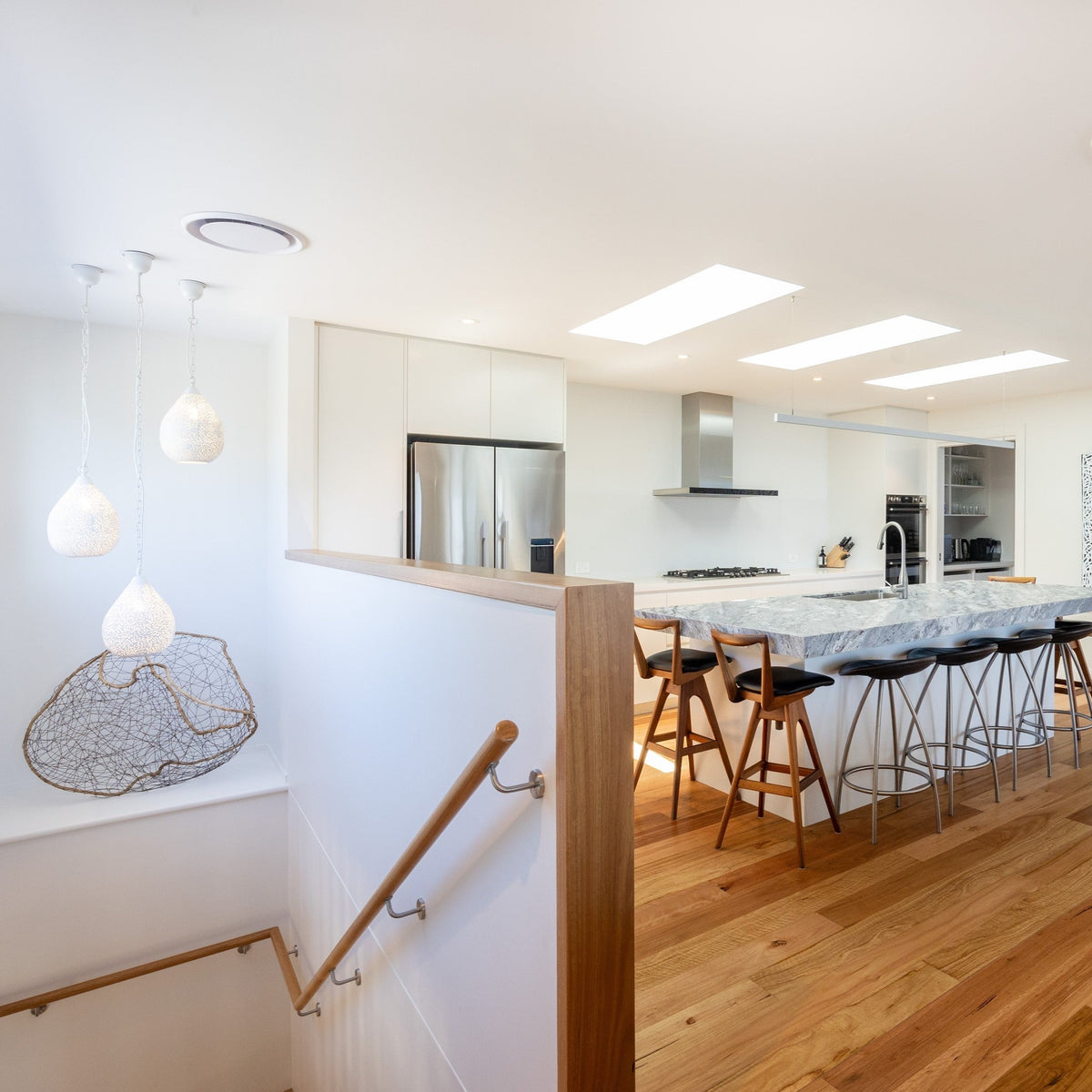 Riverina Low-Glare Matte-White Linear LED Pendant Lamp