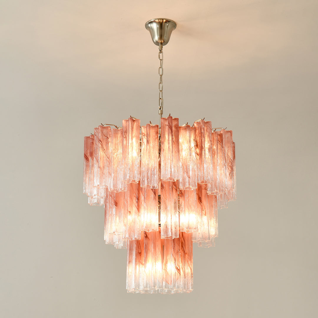 Venessia Murano Pink Glass Tubes Chandelier - Medium