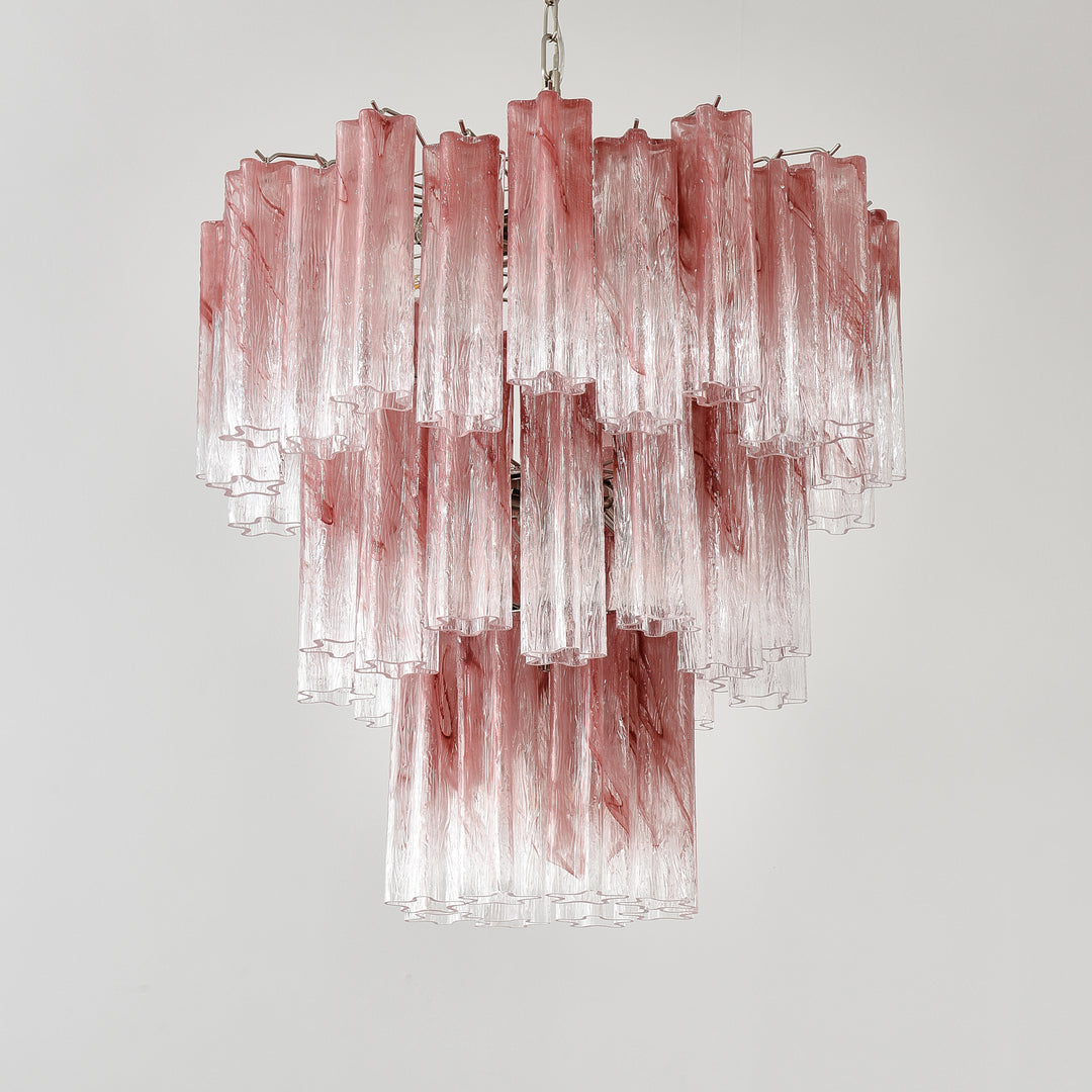 Venessia Murano Pink Glass Tubes Chandelier - Large