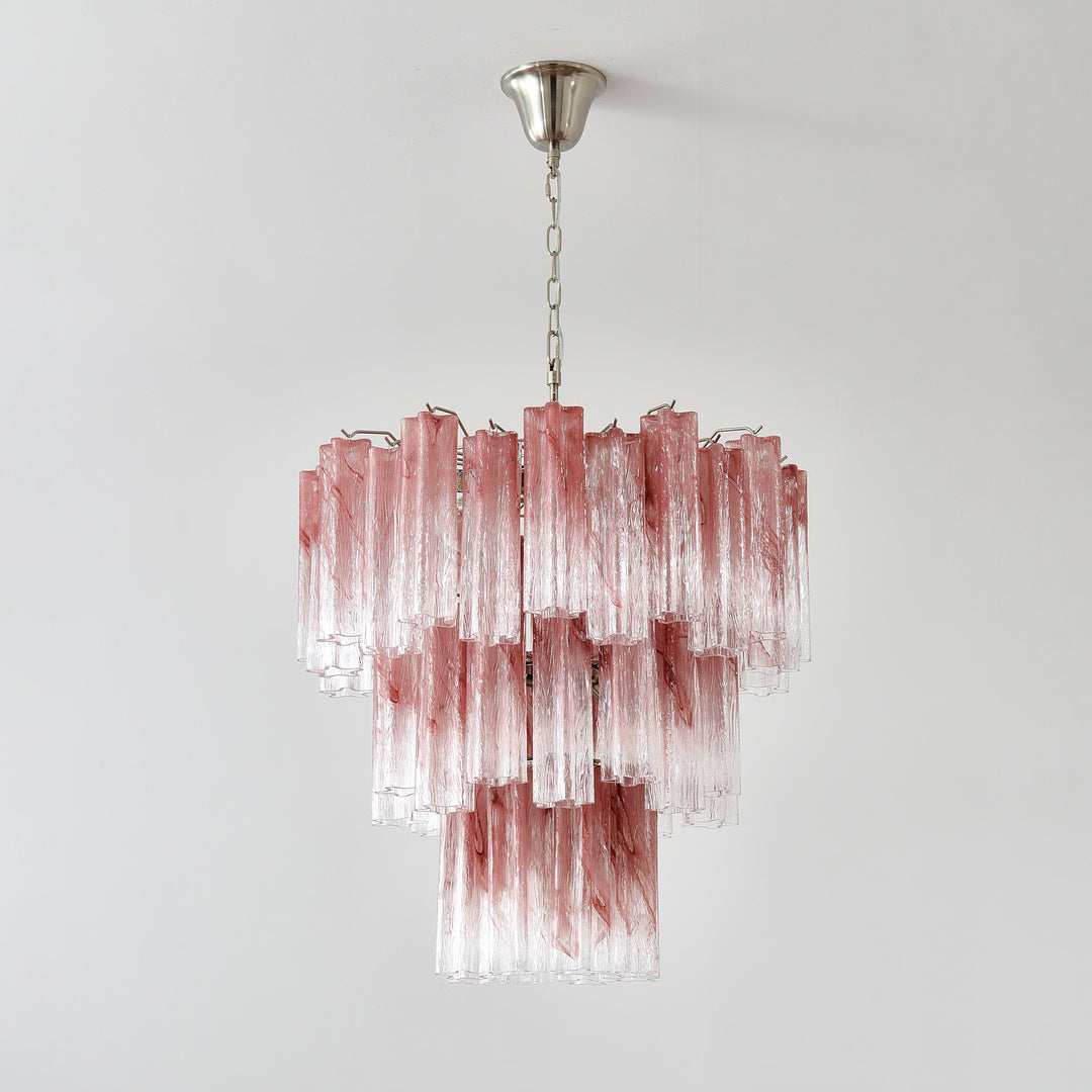 Venessia Murano Pink Glass Tubes Chandelier - Medium