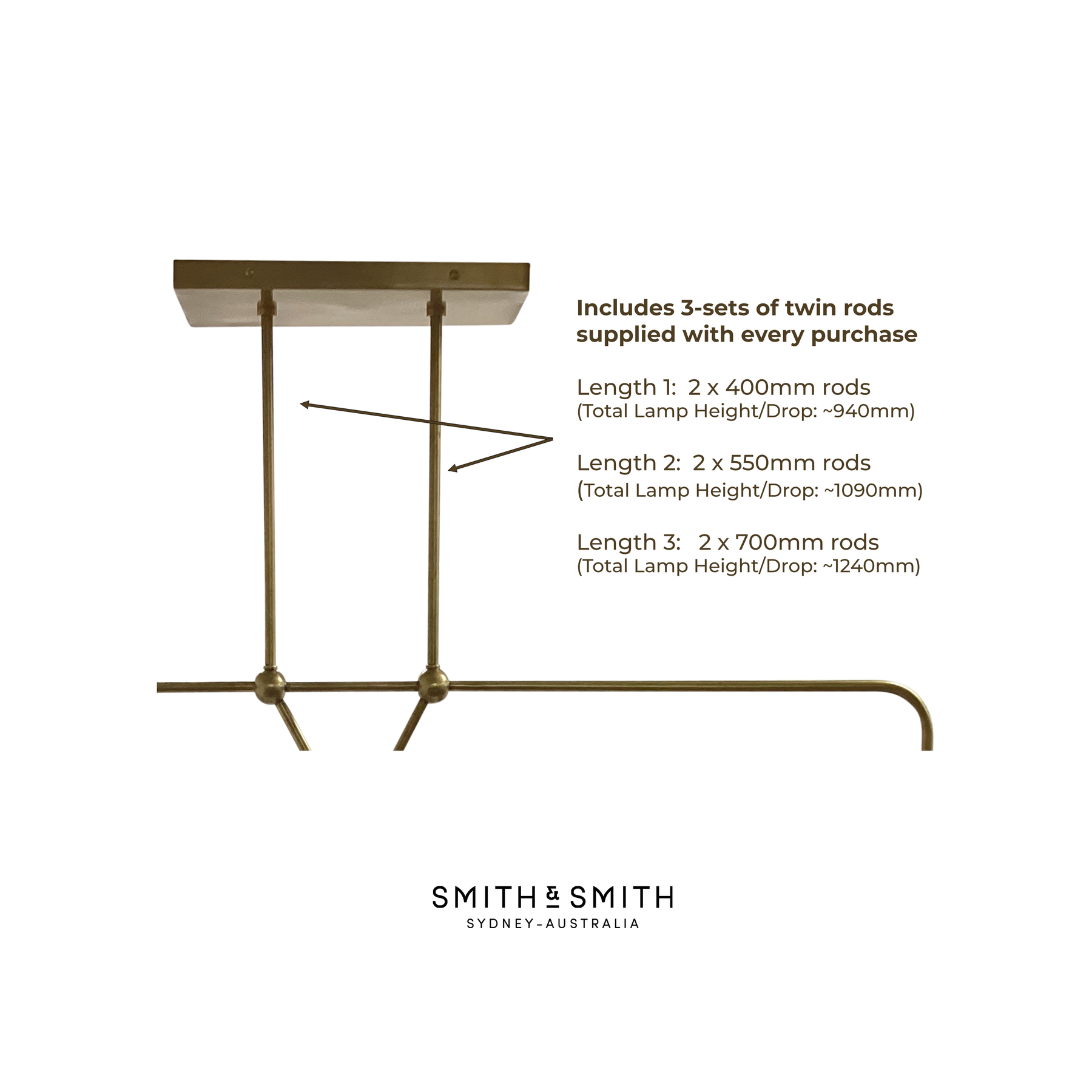 Staten 3 Lamp Brass Island Pendant