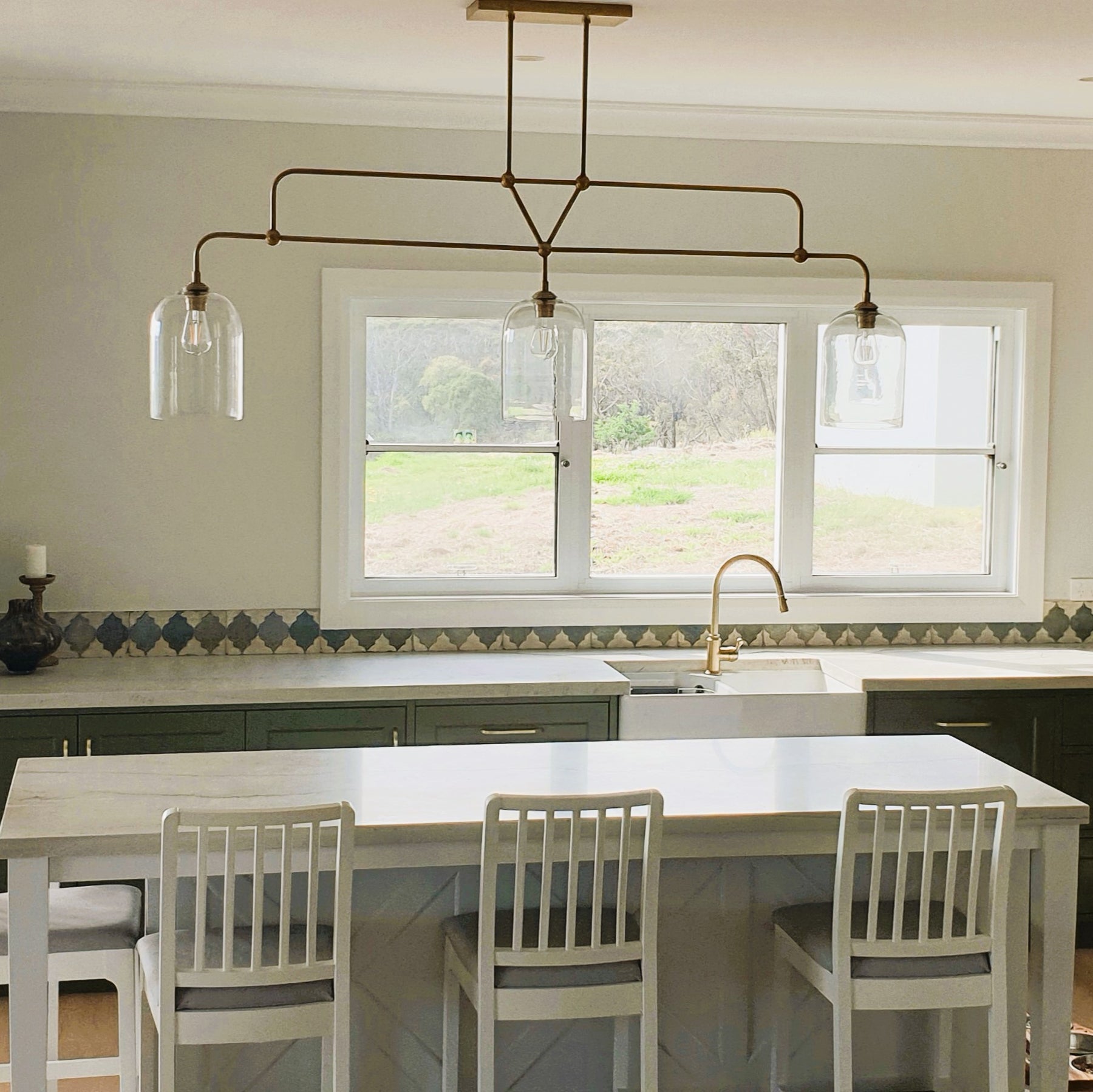 Staten 3 Lamp Brass Island Pendant