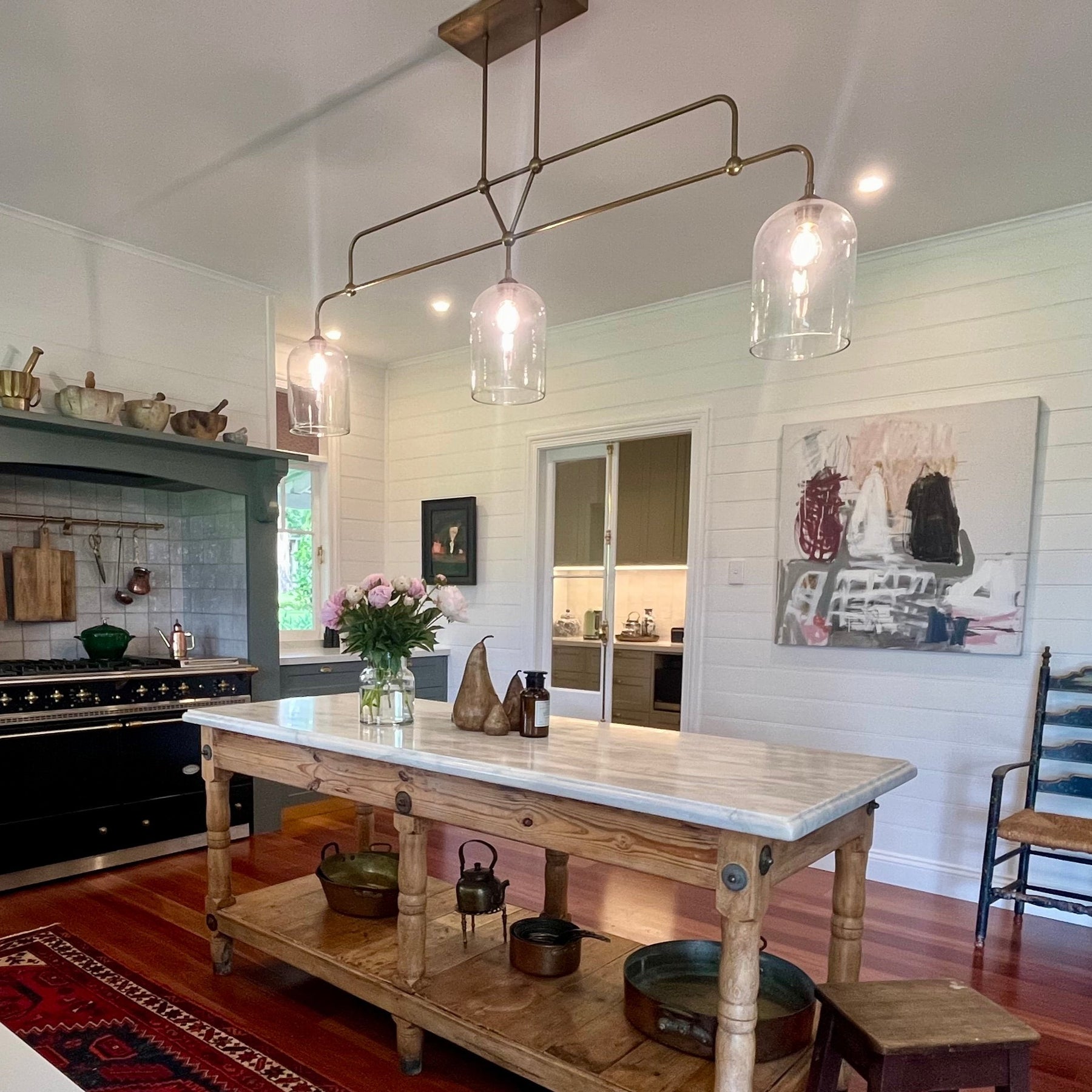 Staten 3 Lamp Brass Island Pendant