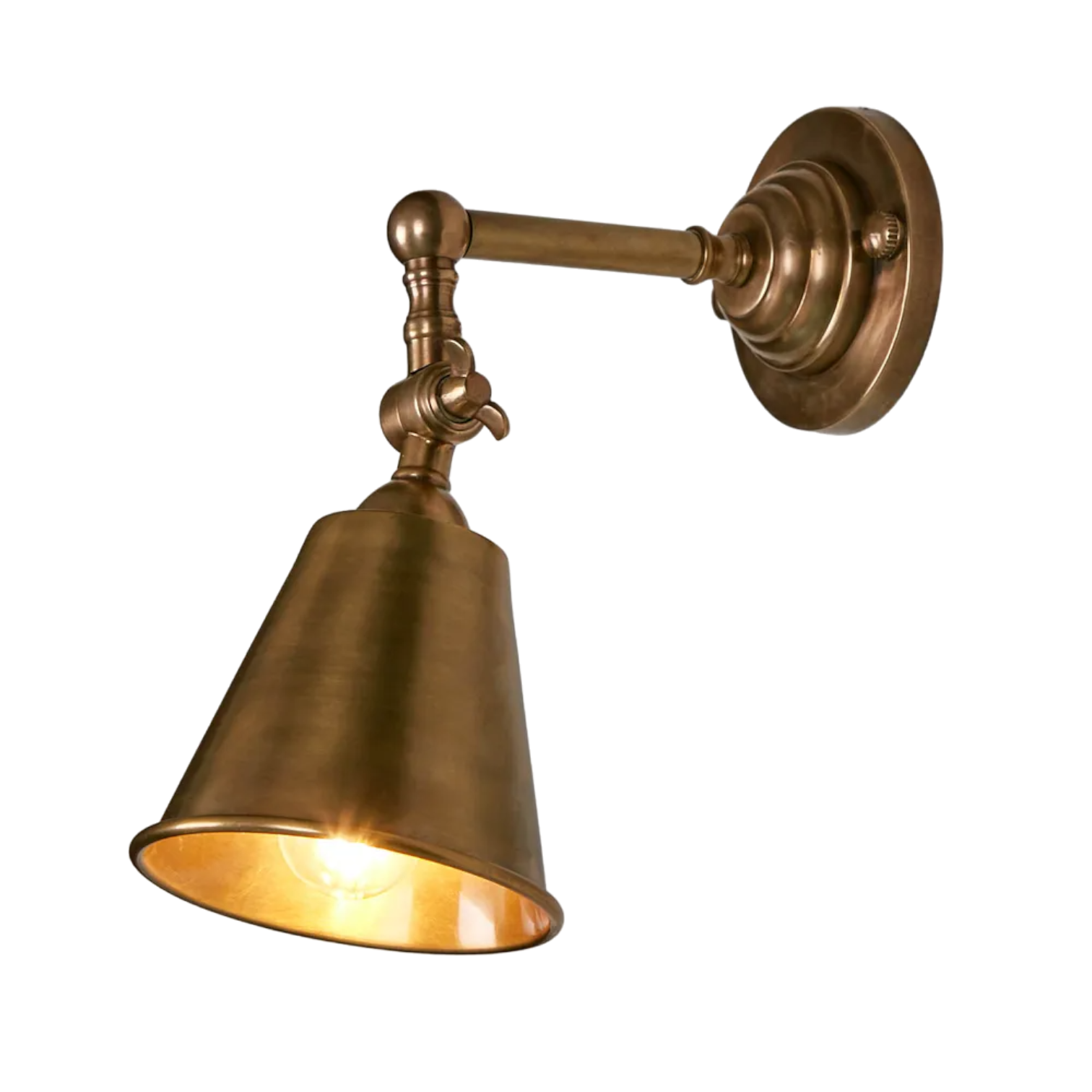 Utopia Wall Light with Metal Shade Antique Brass