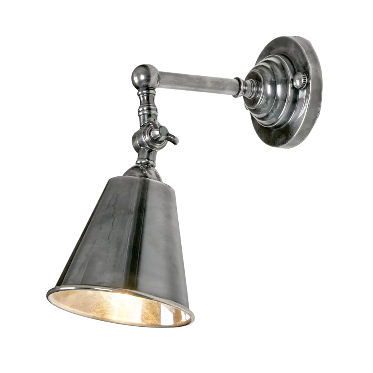 Utopia Wall Light with Metal Shade Antique Silver