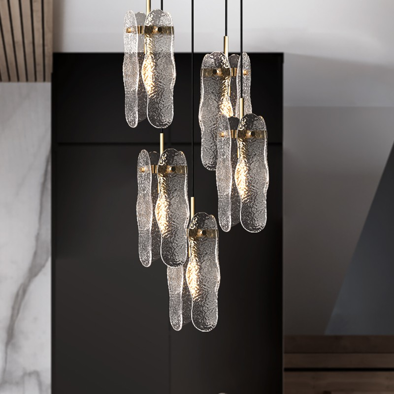 Valentina Organic Glass 5-lamp Cluster Chandelier