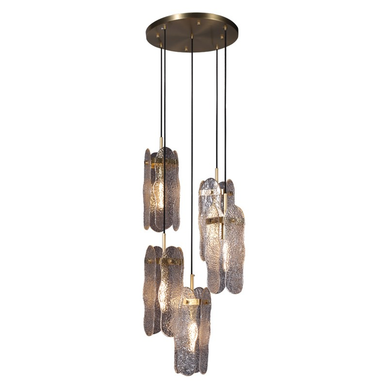 Valentina Organic Glass 5-lamp Cluster Chandelier