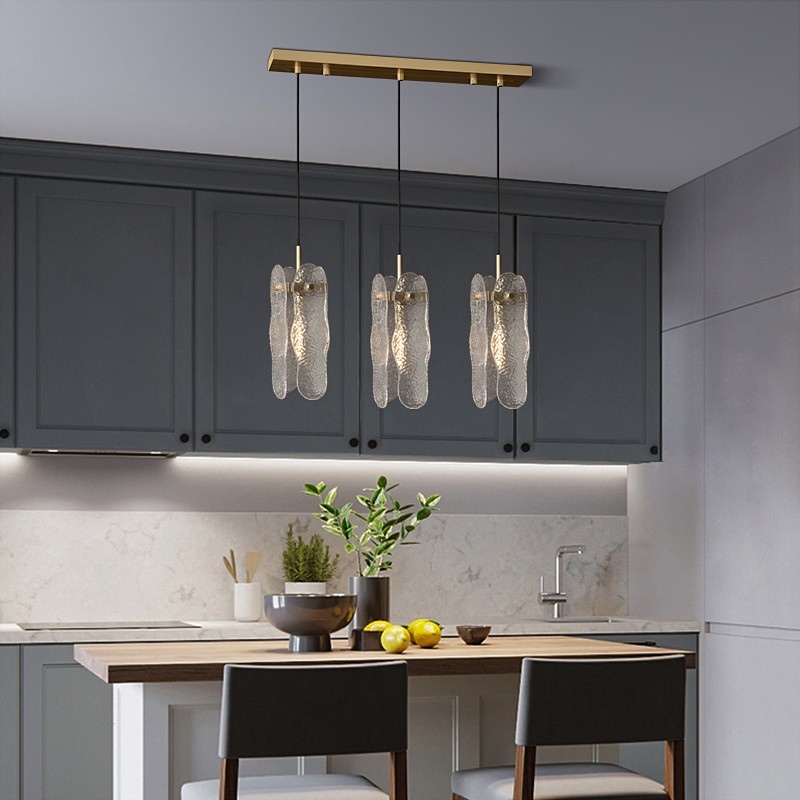 Valentina Organic Glass 3-lamp Linear Pendant Lamp