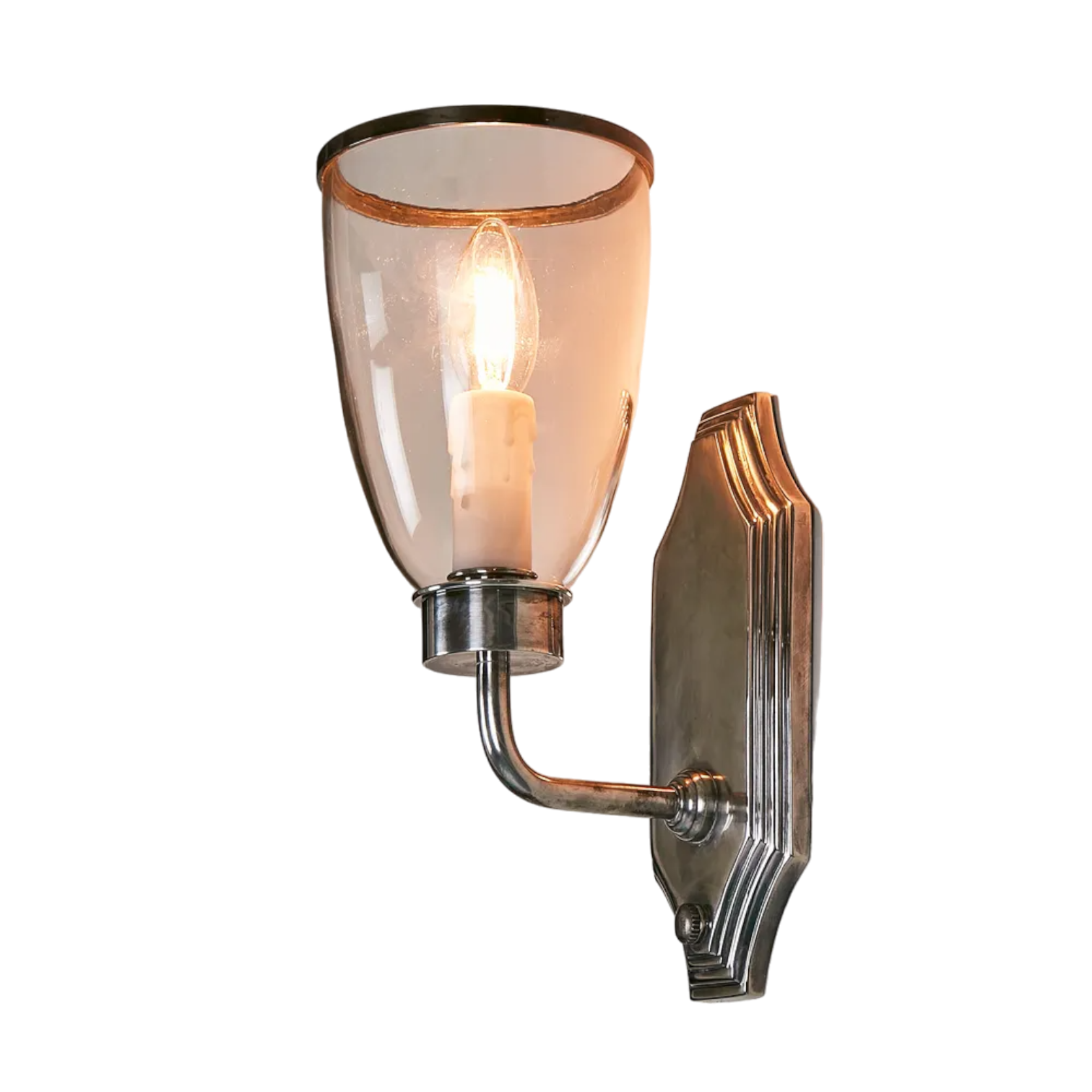 Westbrook Wall Light with Glass Shade Antique Silver