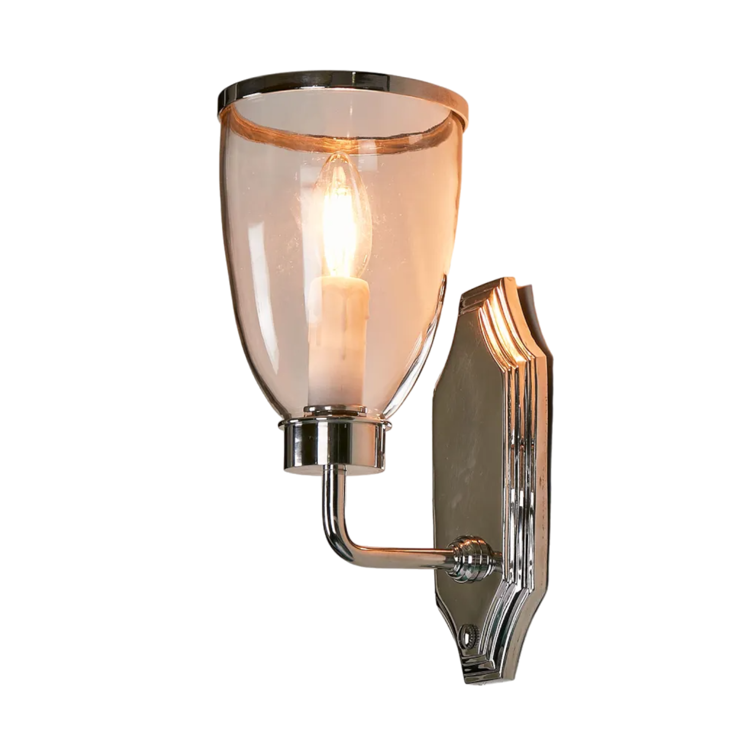 Westbrook Wall Light with Glass Shade Shiny Nickel