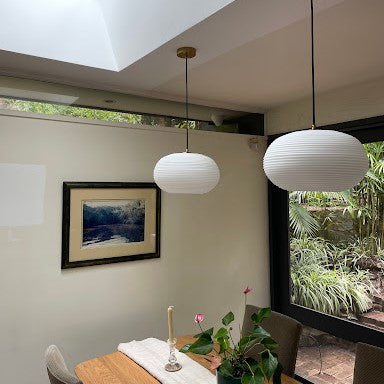 Loy Matte-White Opal Rippled Glass Pendant Lamp