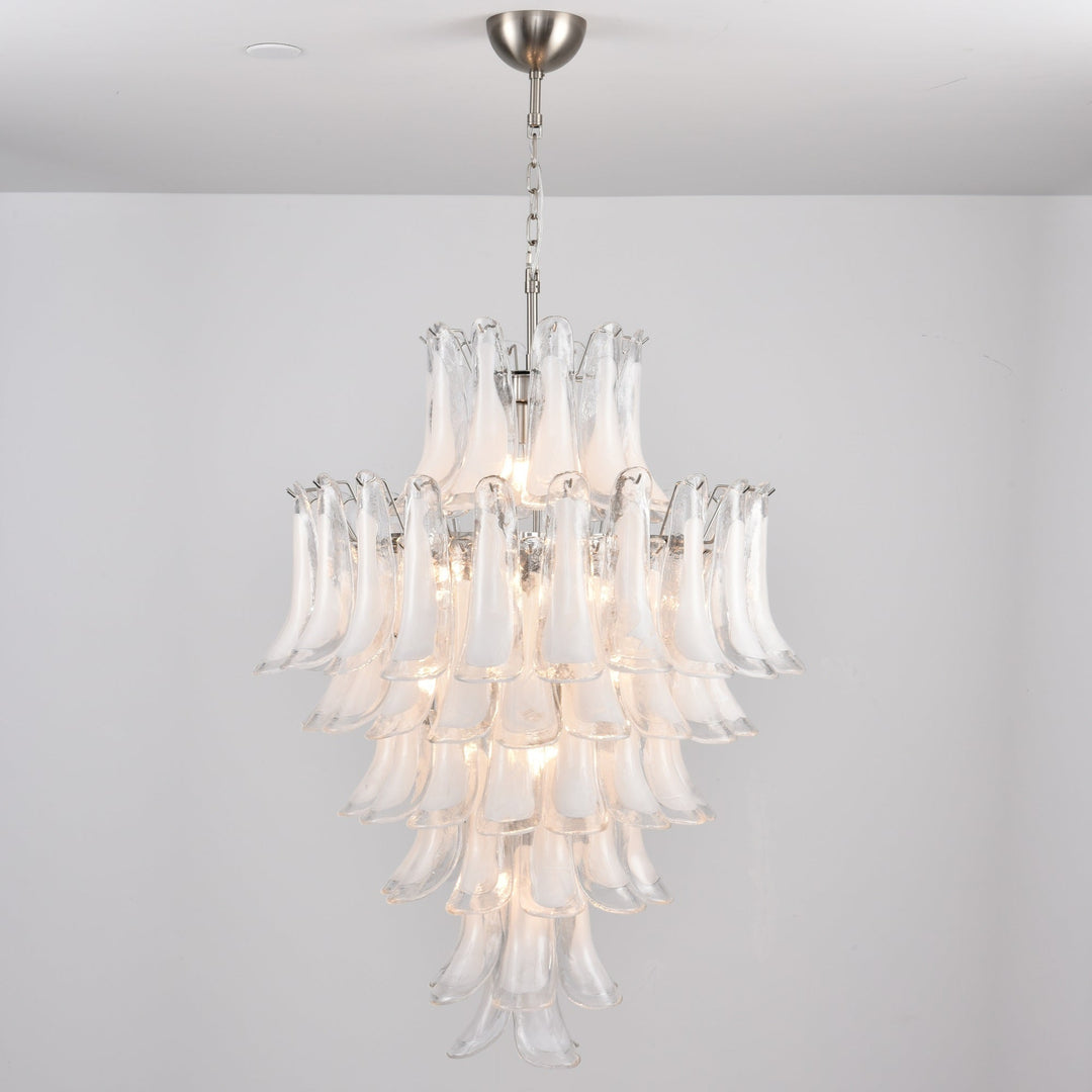 Olivetta Murano White Cloud Glass Petals Chandelier