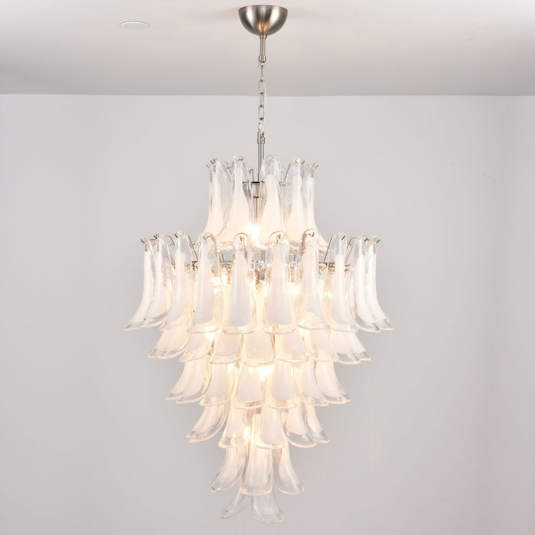 Olivetta Murano White Cloud Glass Petals Chandelier