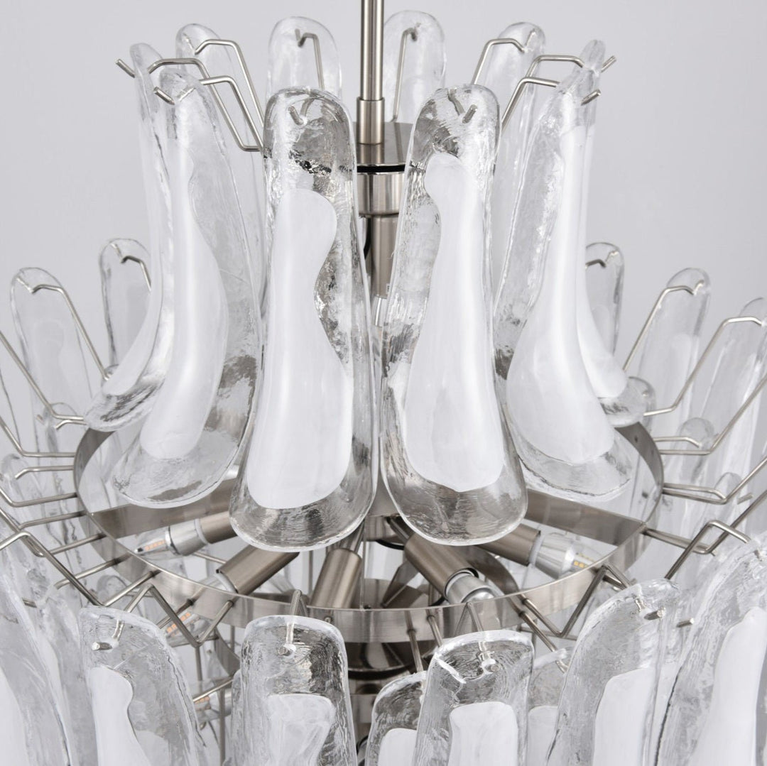 Olivetta Murano White Cloud Glass Petals Chandelier
