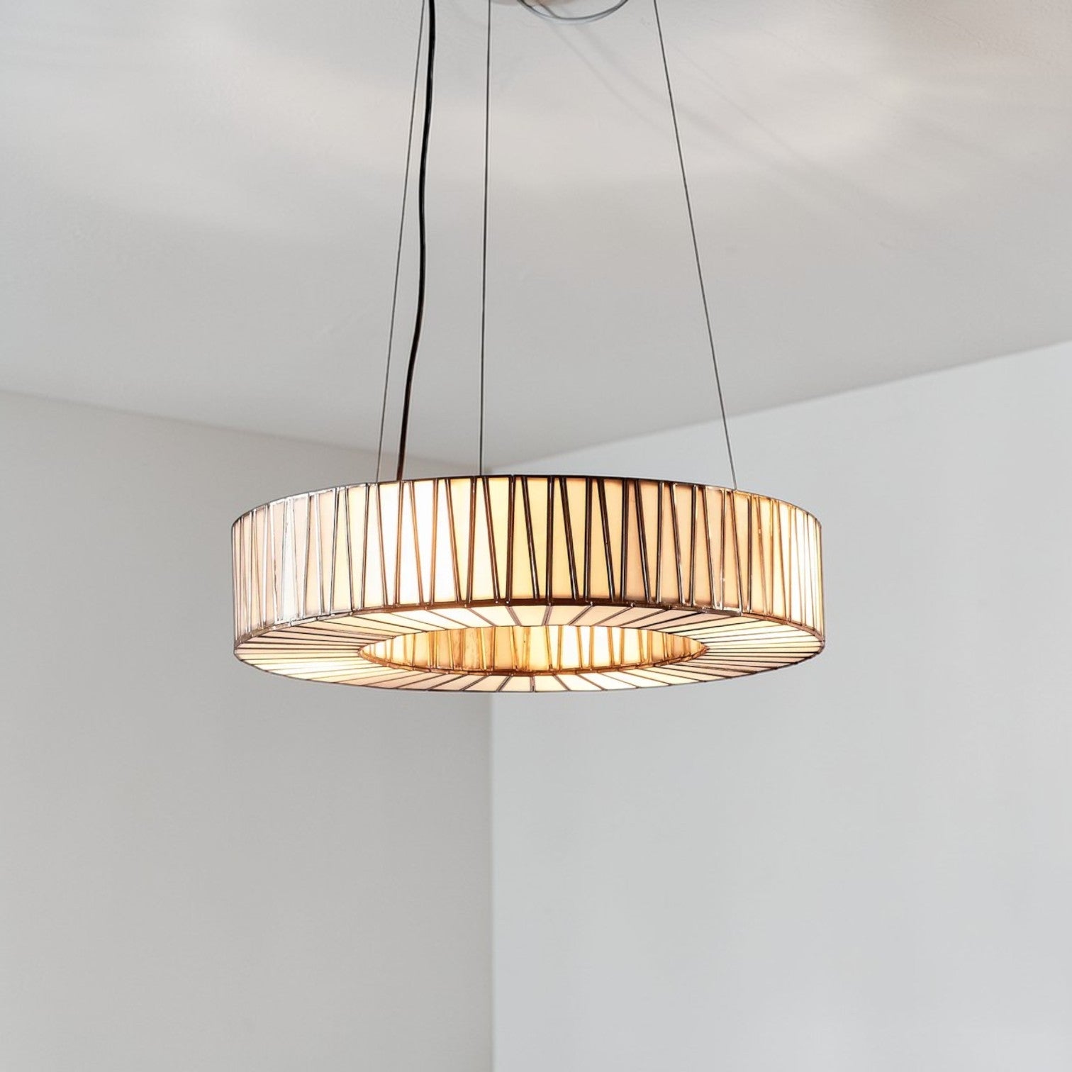 White Moon Ceiling Pendant Brass ELJE23095