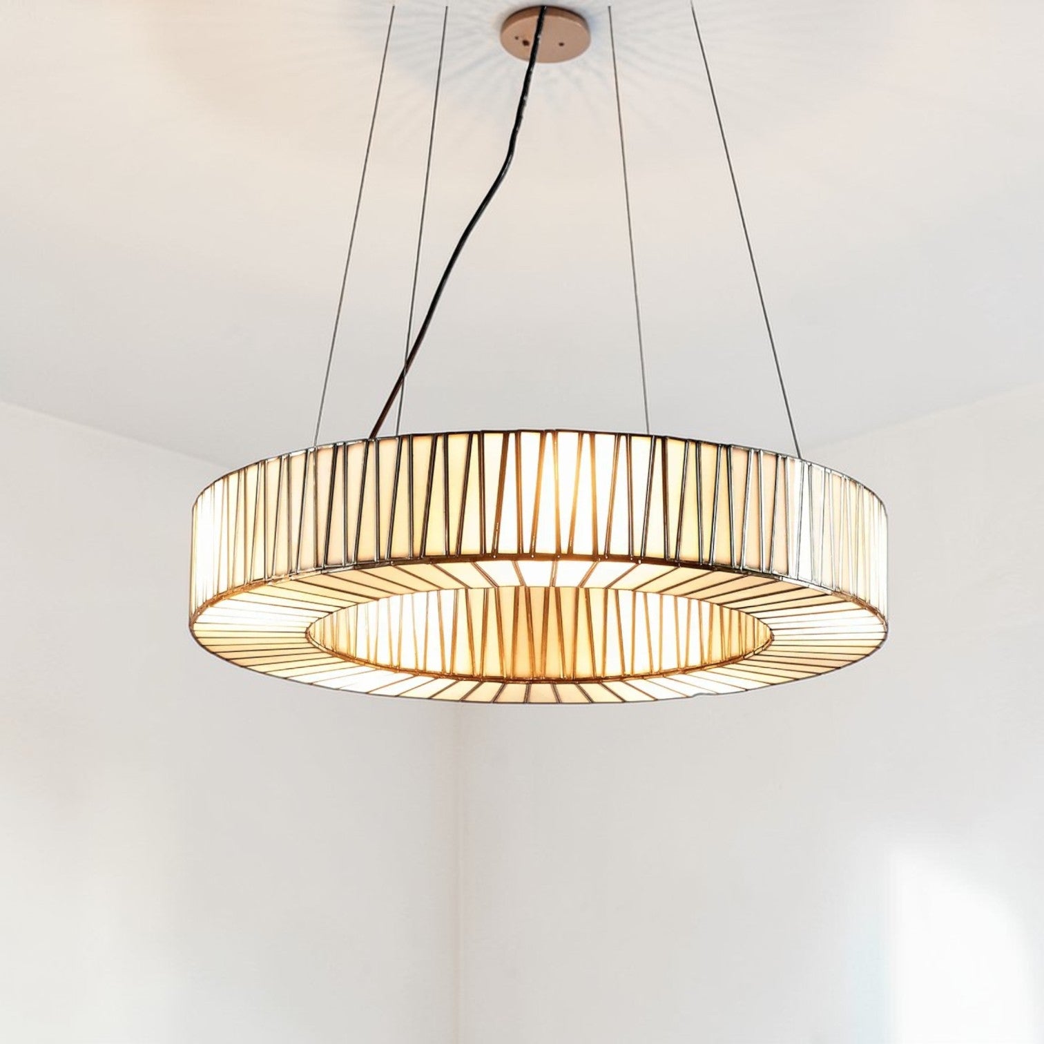 White Moon Ceiling Pendant Large Brass ELJE23096