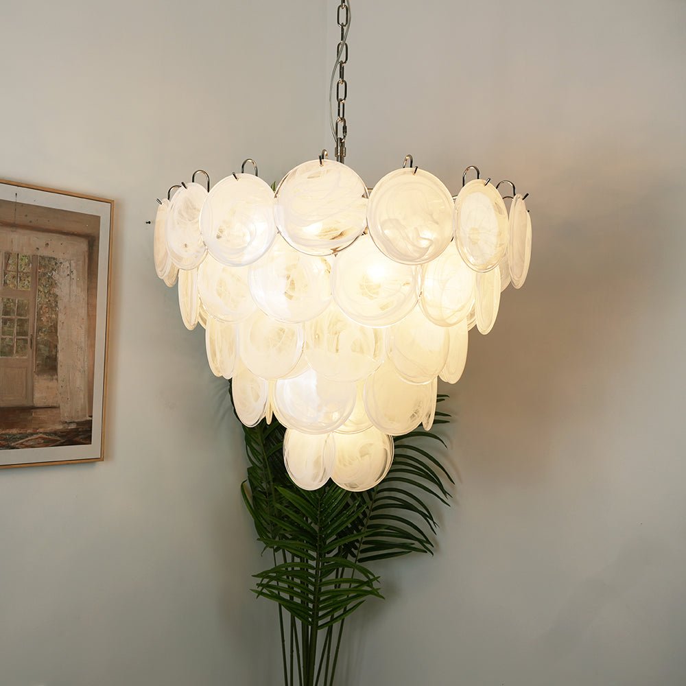 Florenzia White Murano Disc Chandelier