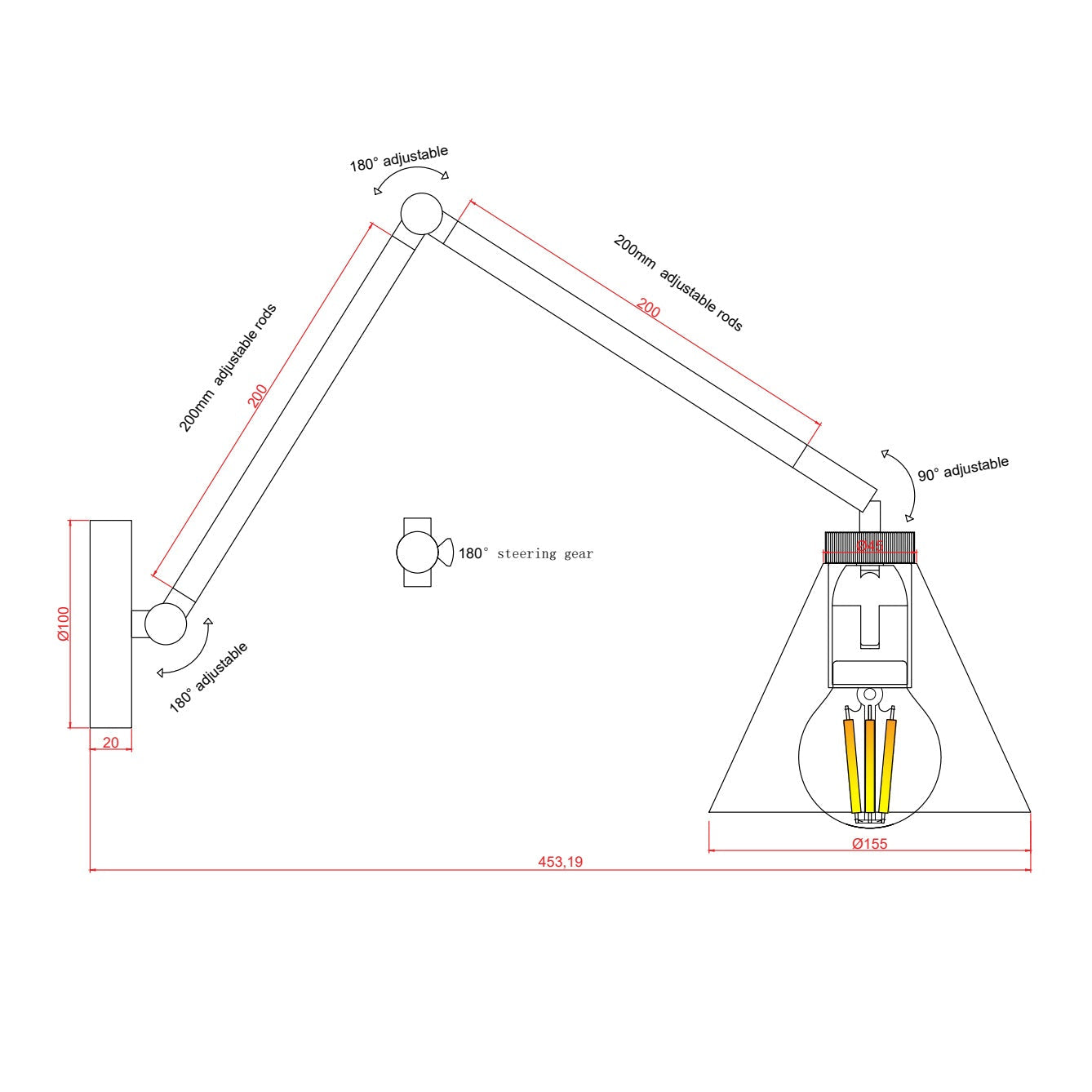 Wilsher Brass Adjustable Wall Lamp