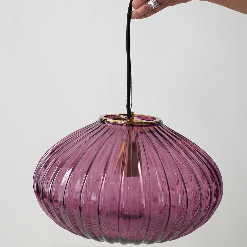Zucca Mulberry Rippled Glass Pendant Lamp