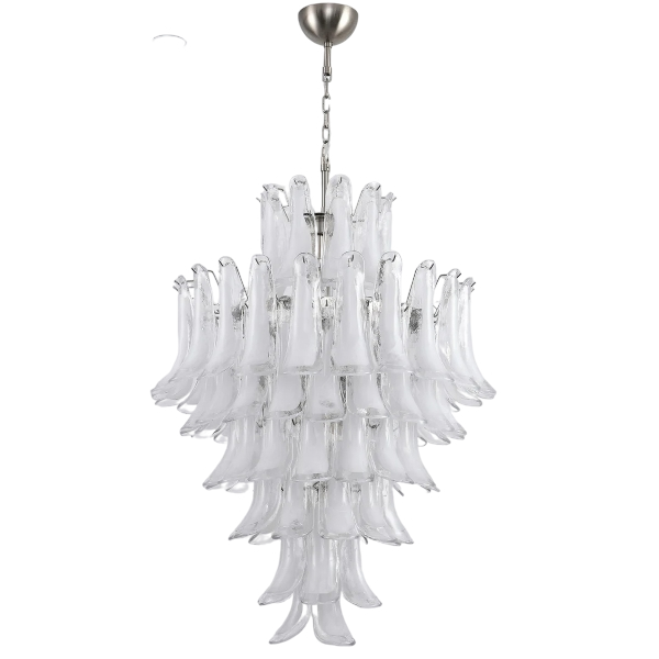 Olivetta Murano White Cloud Glass Petals Chandelier