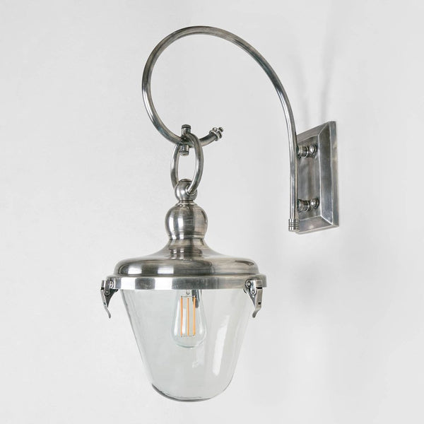 Savoy Outdoor Wall Light with Glass Shade Antique Silver (SKU ELPIM57829AS)